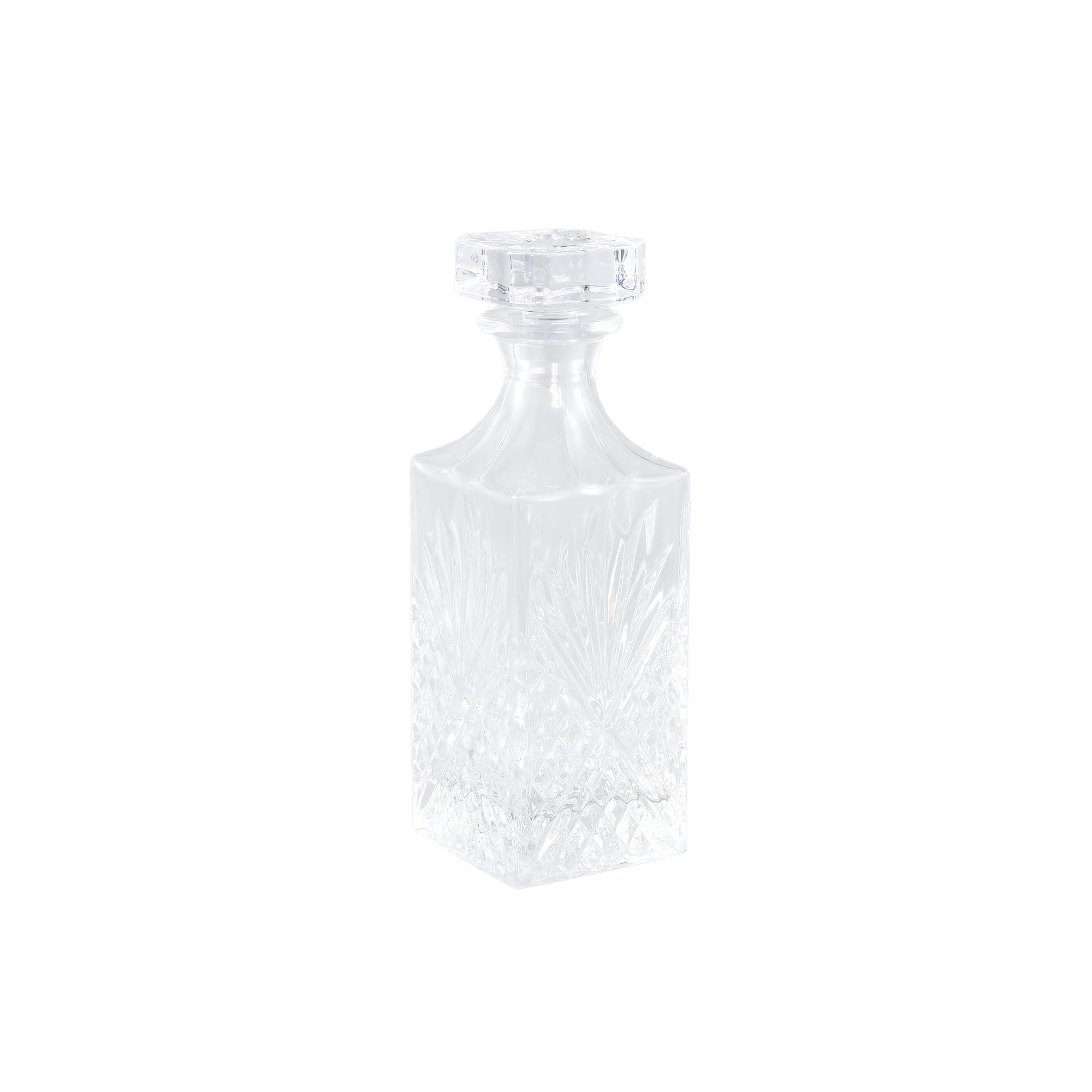Glass Crystal clear square whisky bottle
