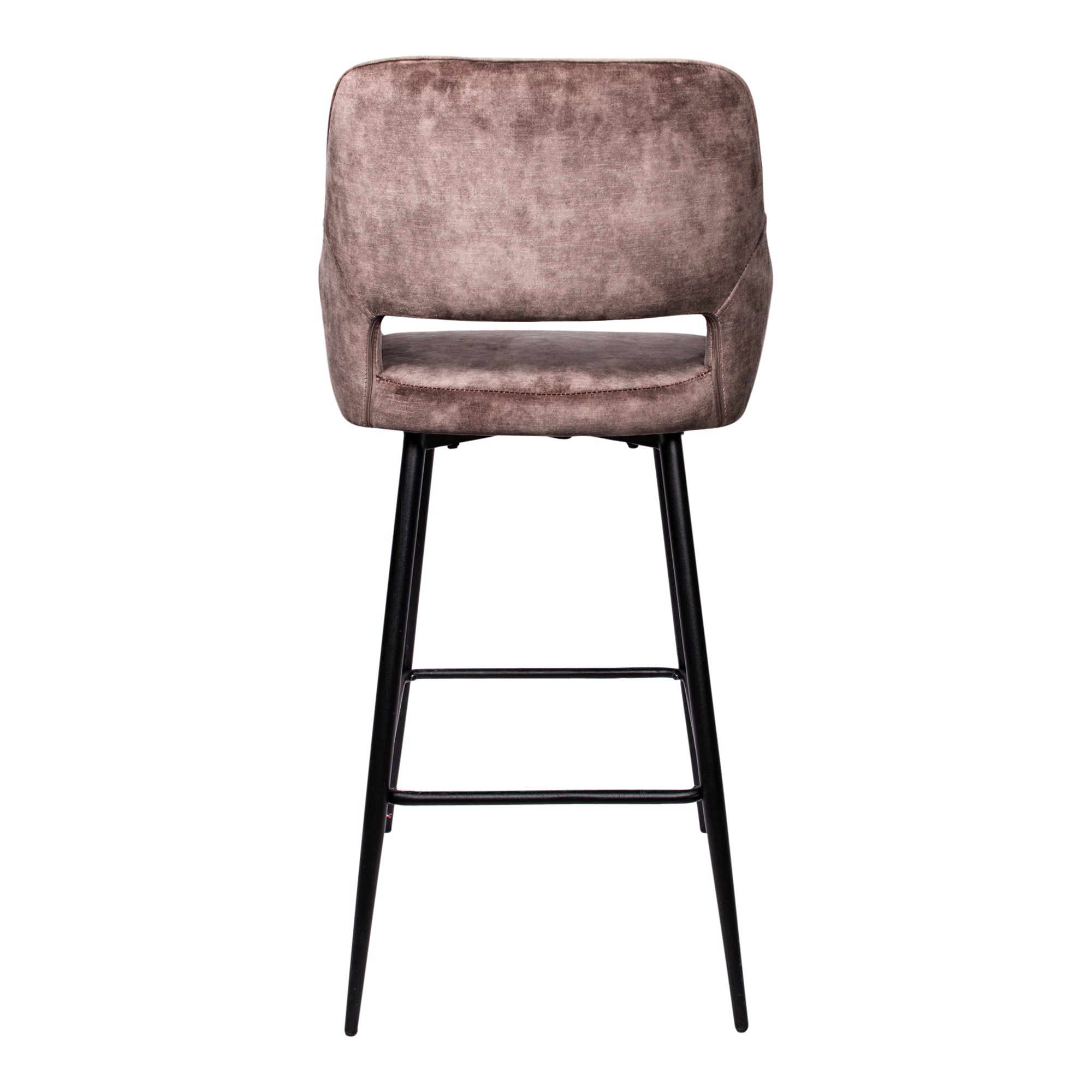 Fallon Velvet brown bar stool black metal leg KD - Photo 4