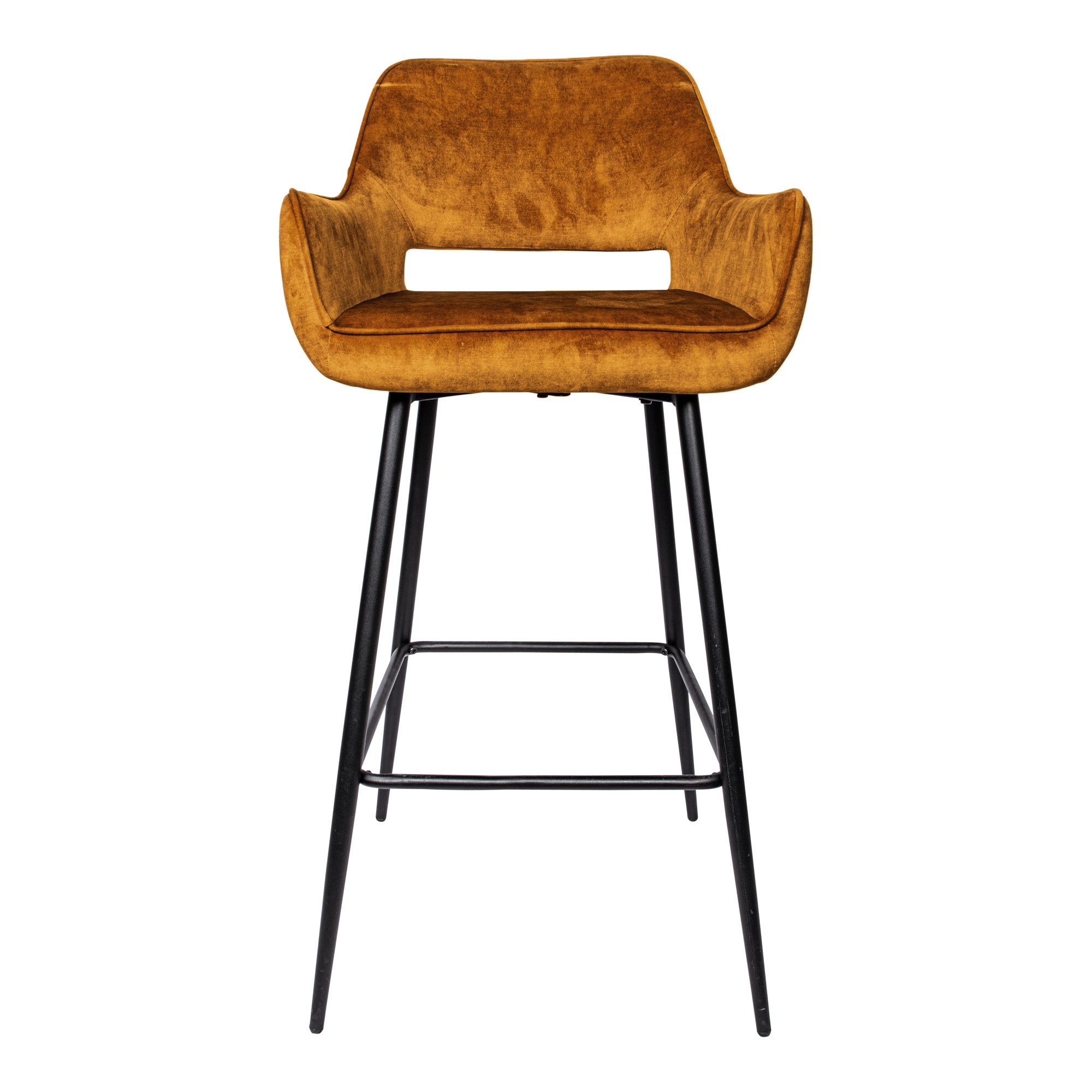 Fallon Velvet rust bar stool black metal leg KD - Photo 2