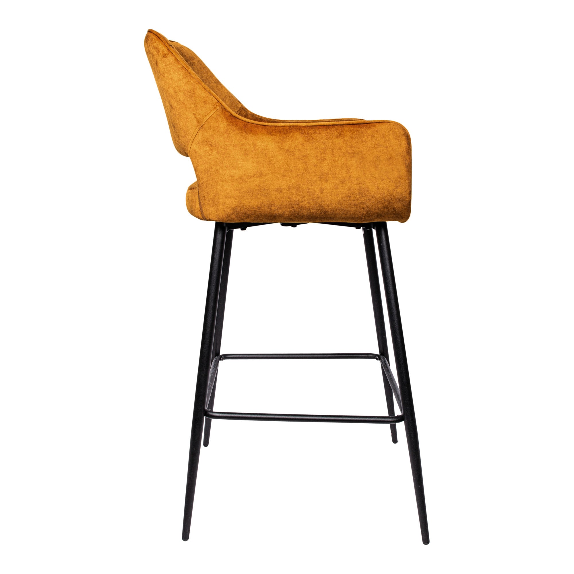 Fallon Velvet rust bar stool black metal leg KD - Photo 3