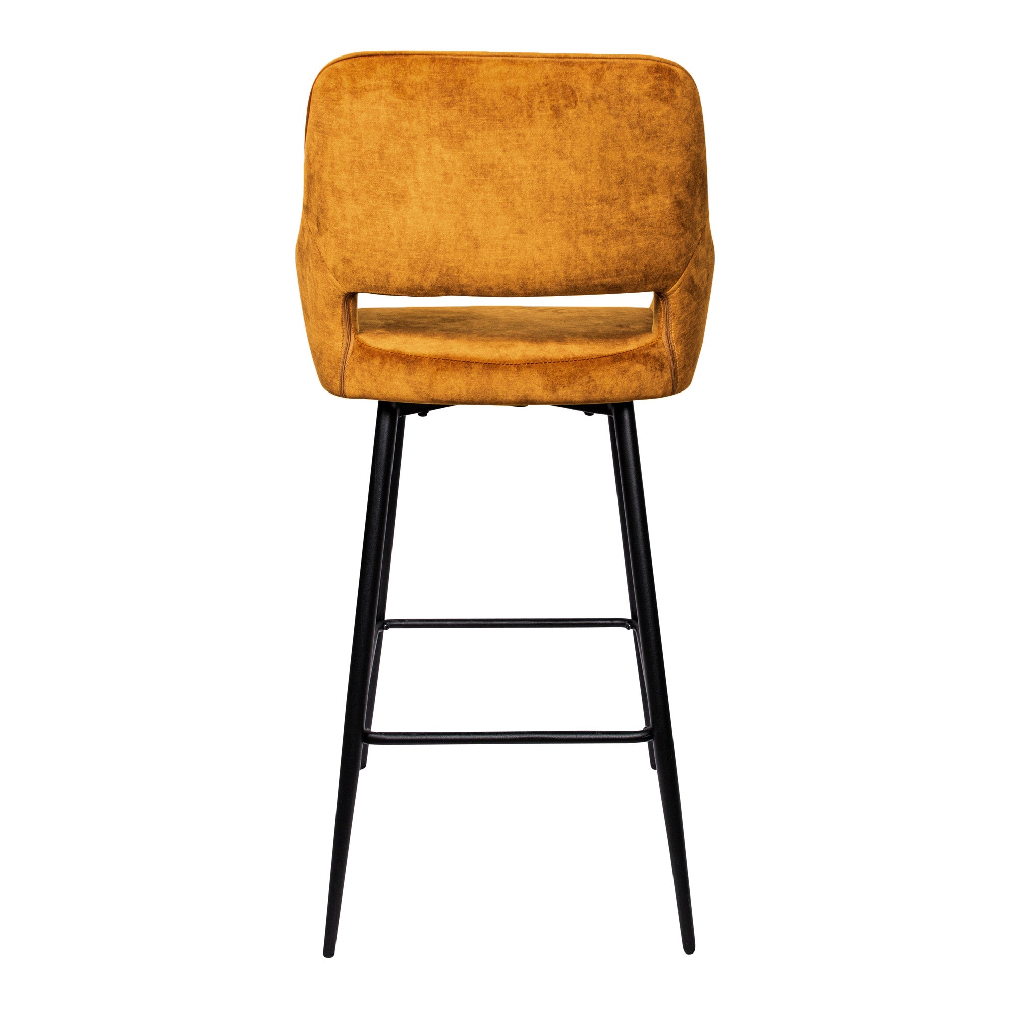 Fallon Velvet rust bar stool black metal leg KD - Photo 4