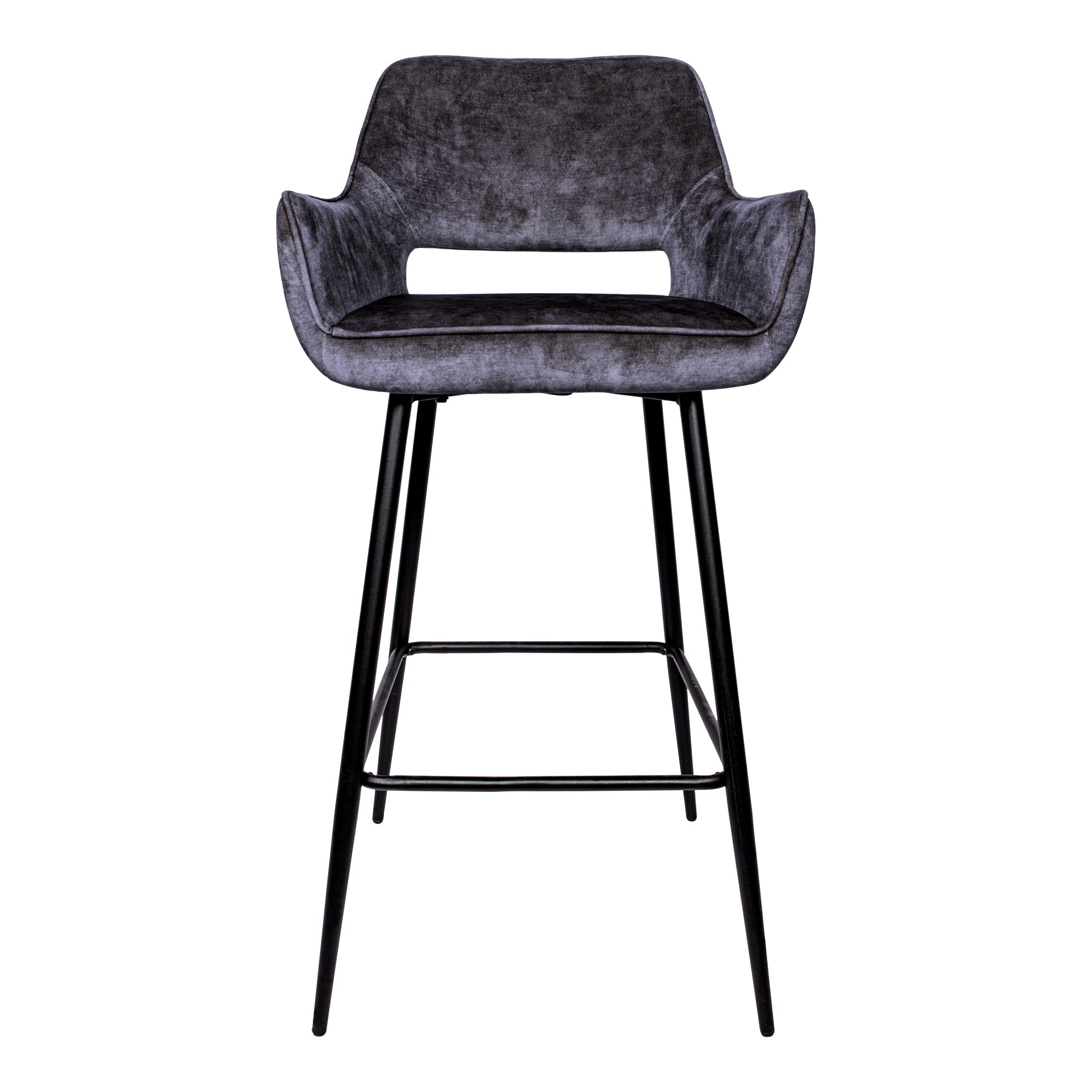Fallon Velvet anthracite bar stool black metal leg - Photo 2