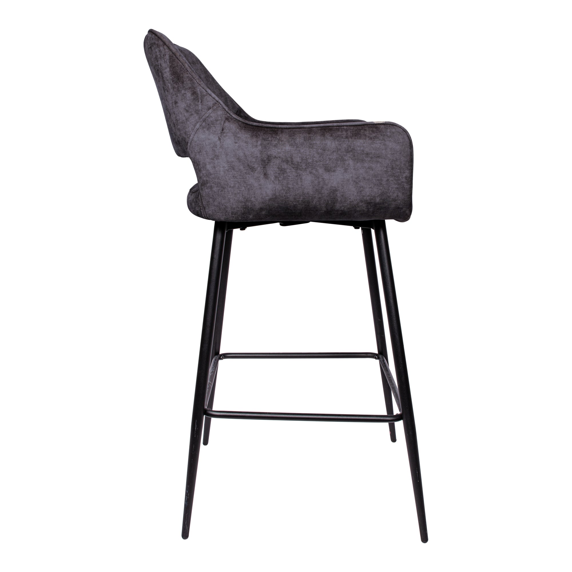 Fallon Velvet anthracite bar stool black metal leg - Photo 3
