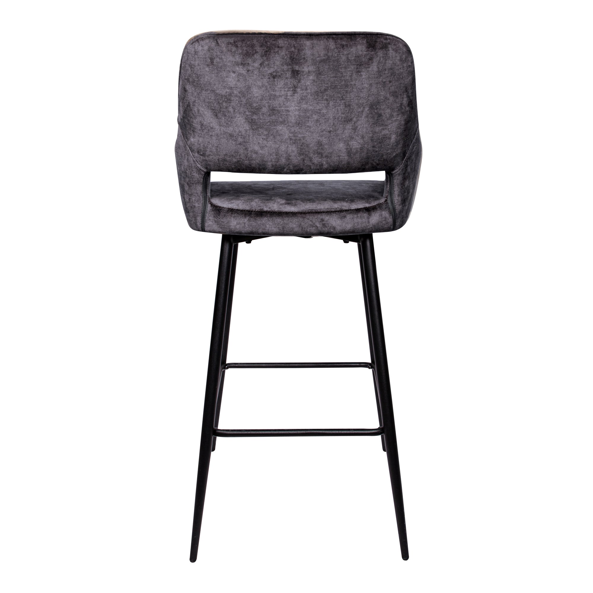 Fallon Velvet anthracite bar stool black metal leg - Photo 4