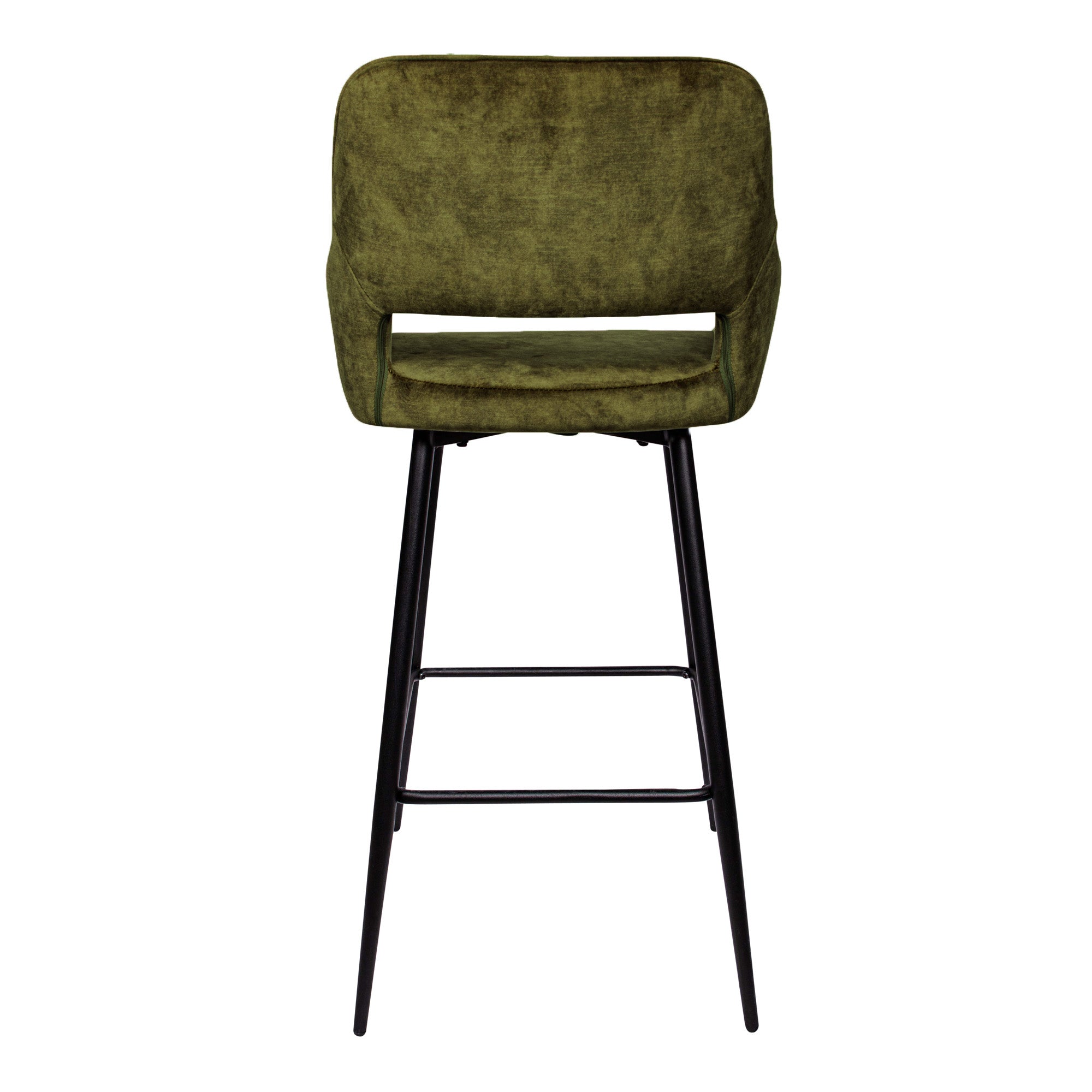 Fallon Velvet green bar stool black metal leg KD - Photo 2