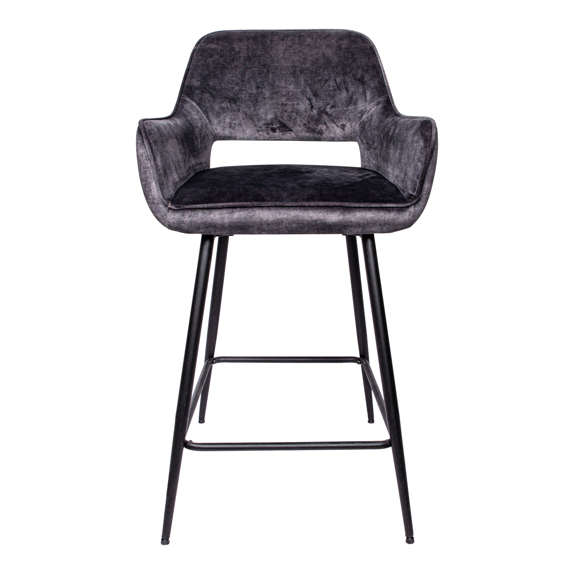 Fal LOW Velvet anthracite bar stool black metal le - Photo 4