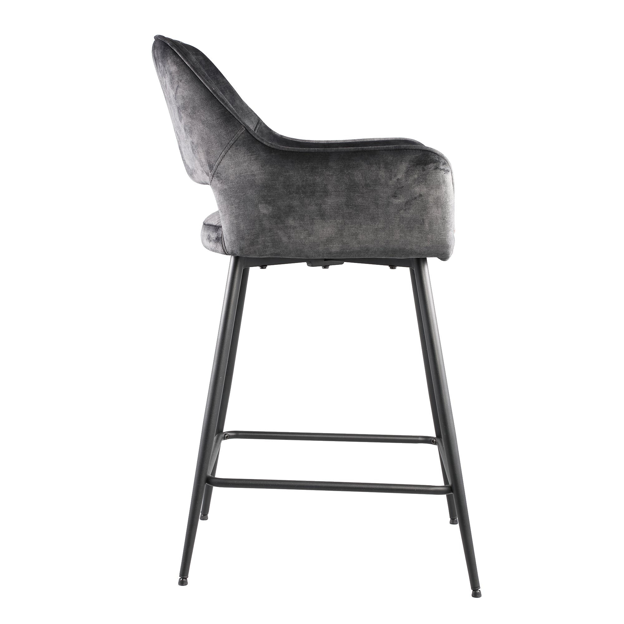 Fal LOW Velvet anthracite bar stool black metal le - Photo 2