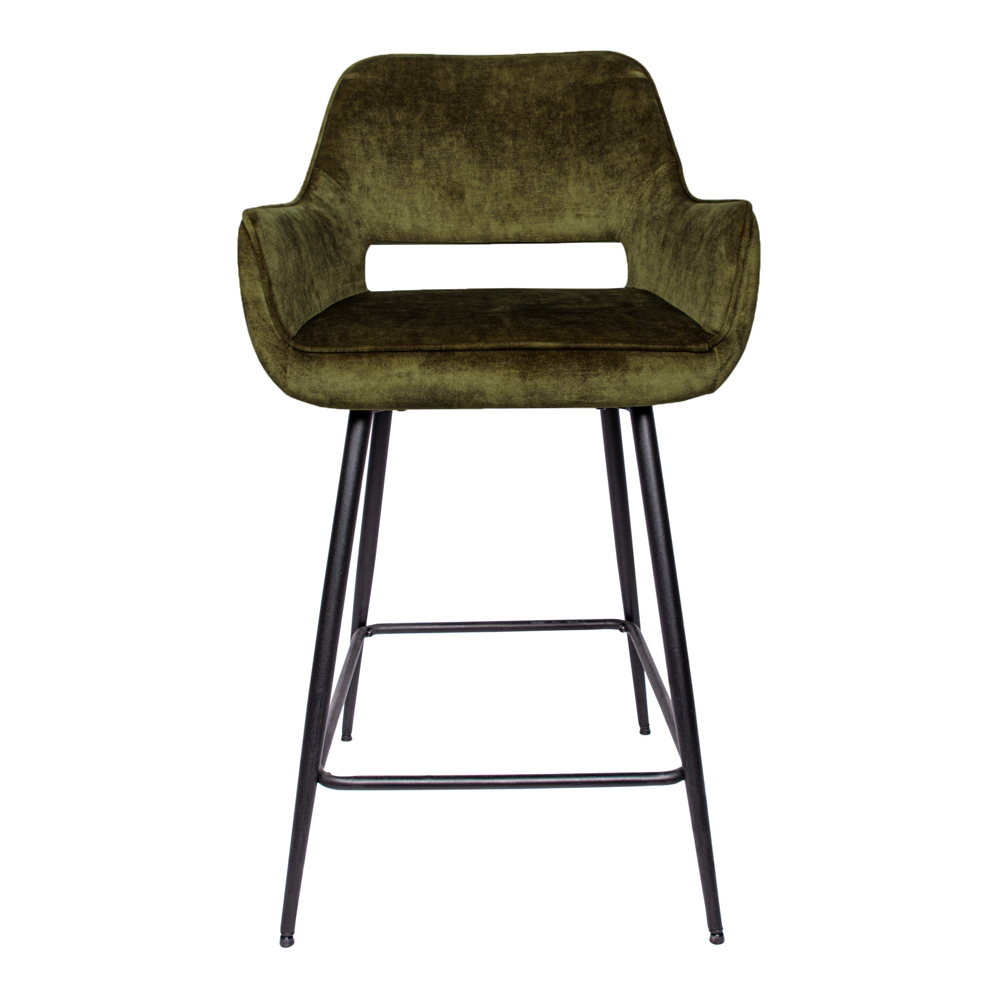 Fal LOW Velvet green bar stool black metal leg KD - Photo 2