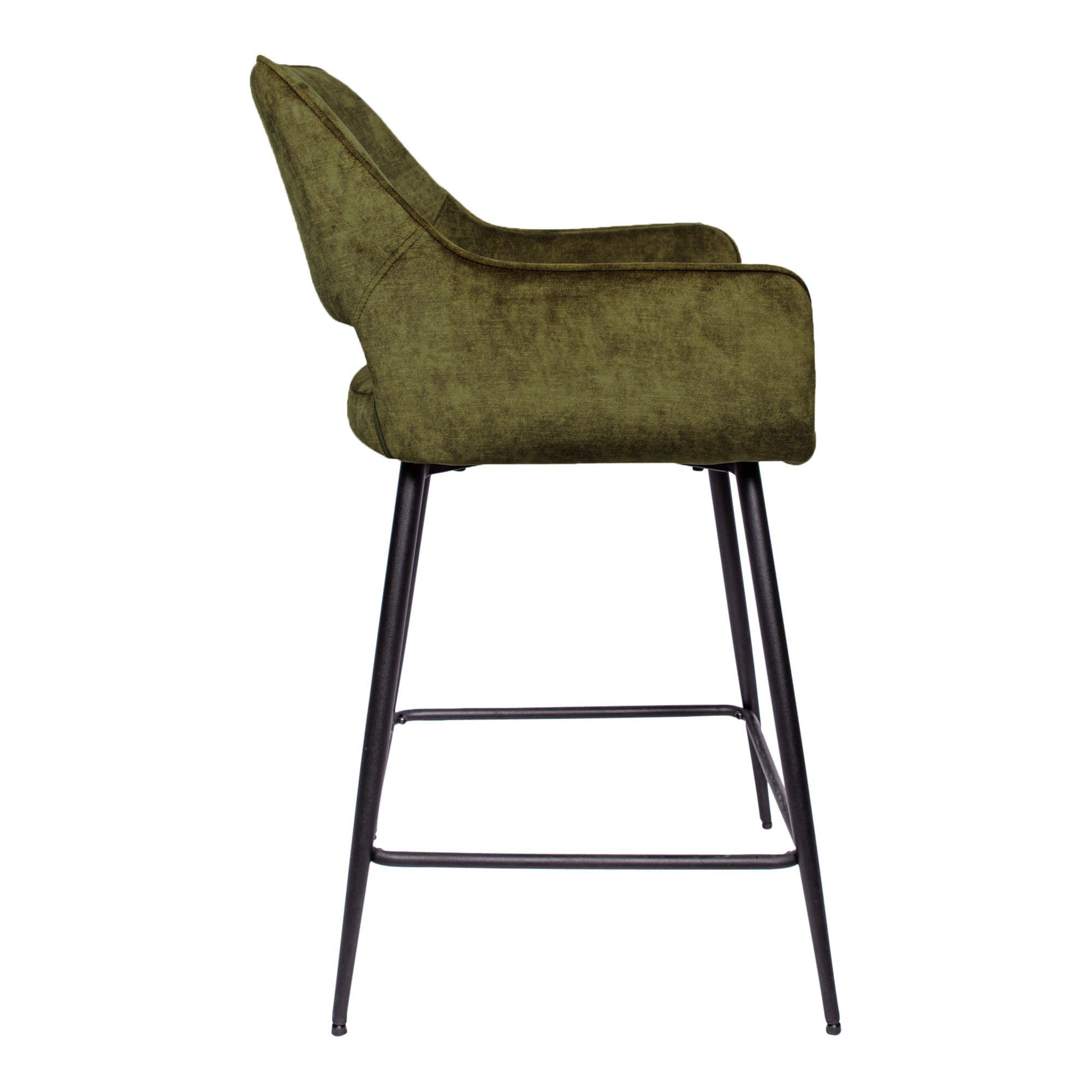 Fal LOW Velvet green bar stool black metal leg KD - Photo 4