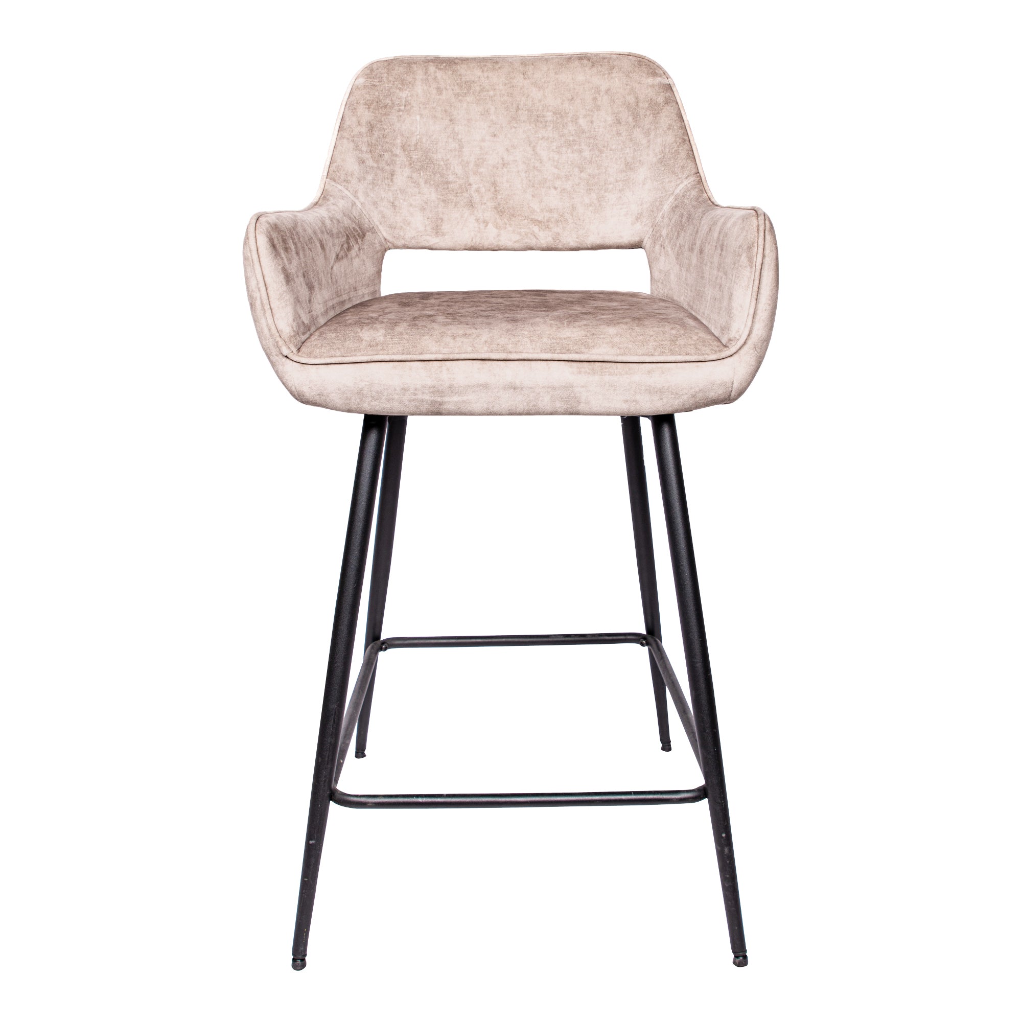 Fal LOW Velvet Khaki bar stool black metal leg KD - Photo 2