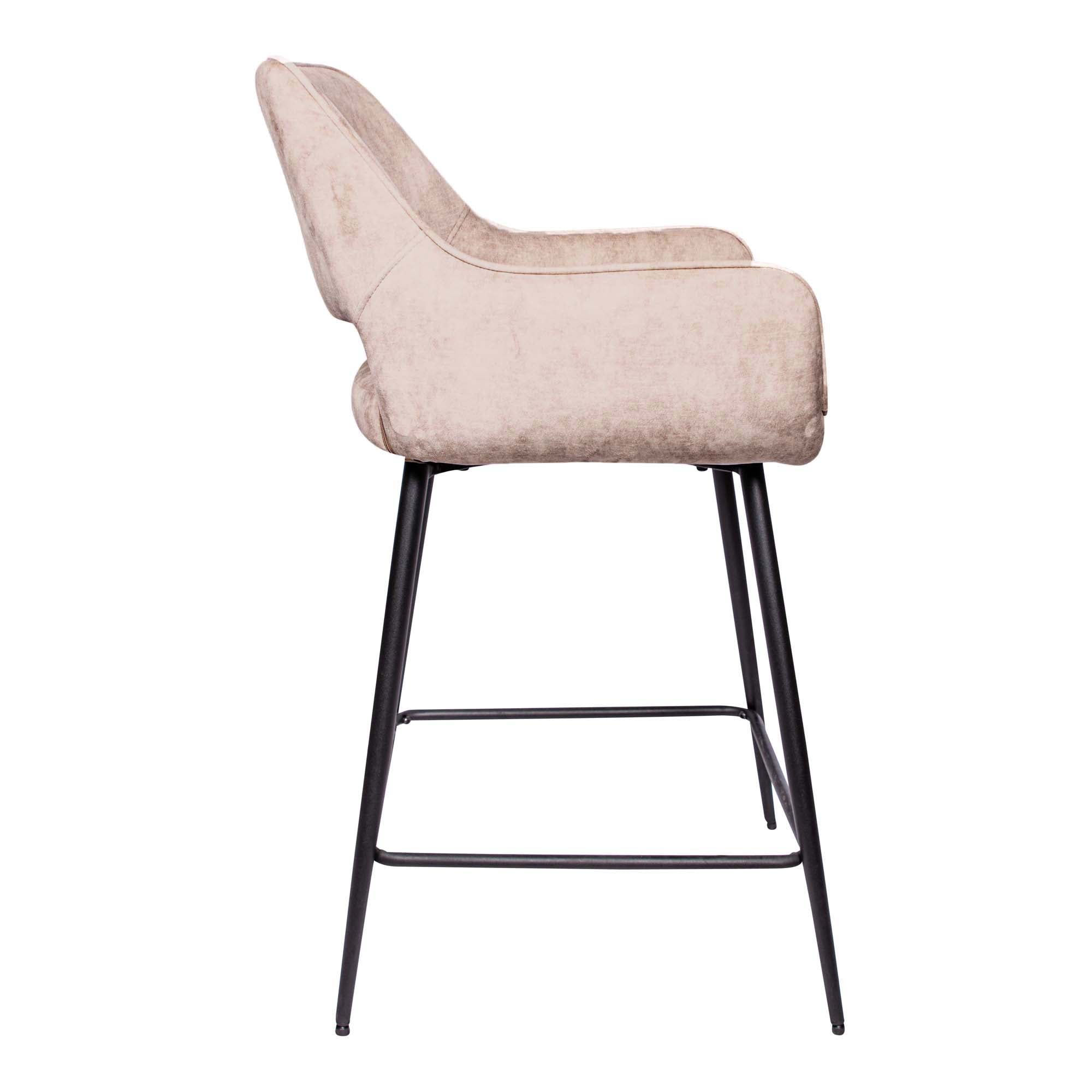 Fal LOW Velvet Khaki bar stool black metal leg KD - Photo 3