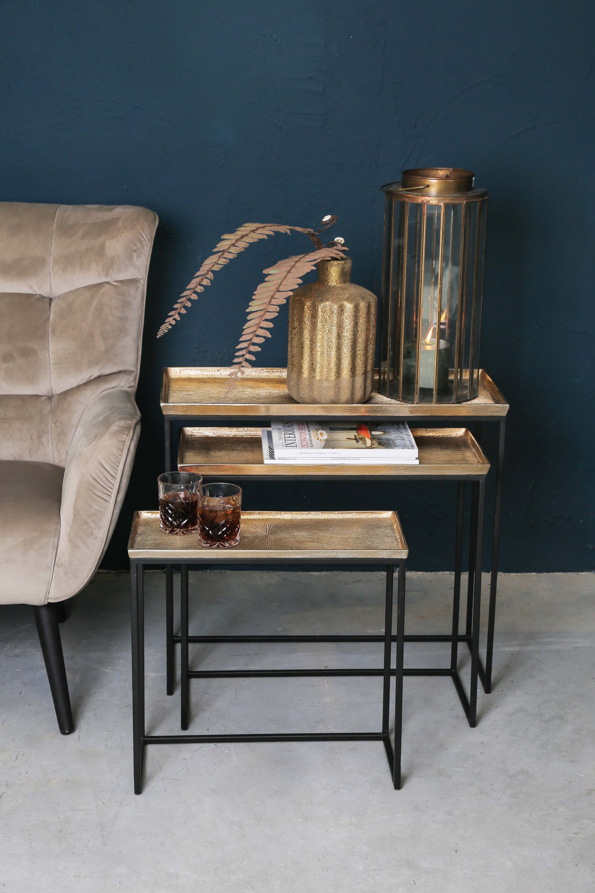 Daan Gold aluminum black iron sidetable s/3 - Photo 4