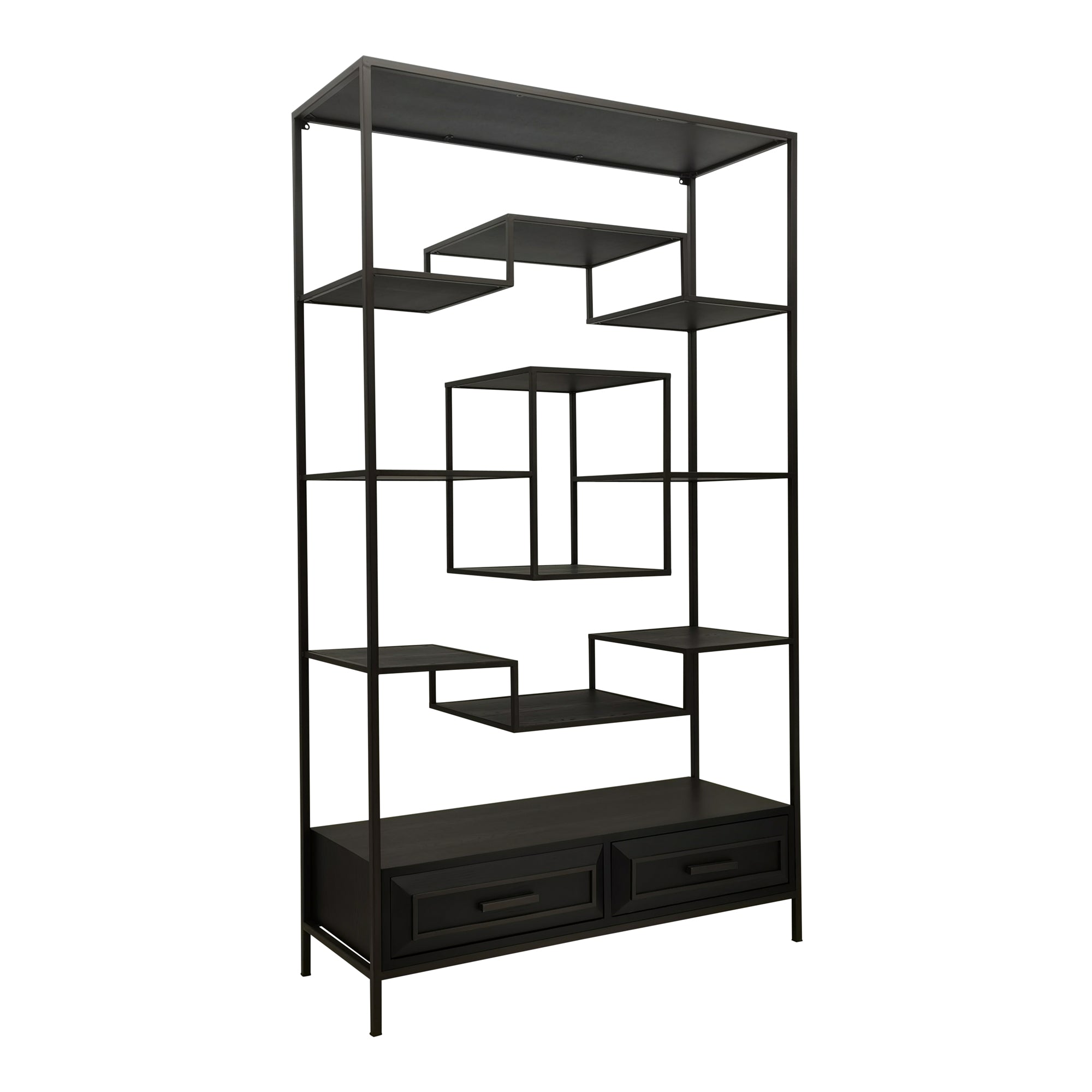 Lixly Black wood iron frame open cabinet - Photo 7