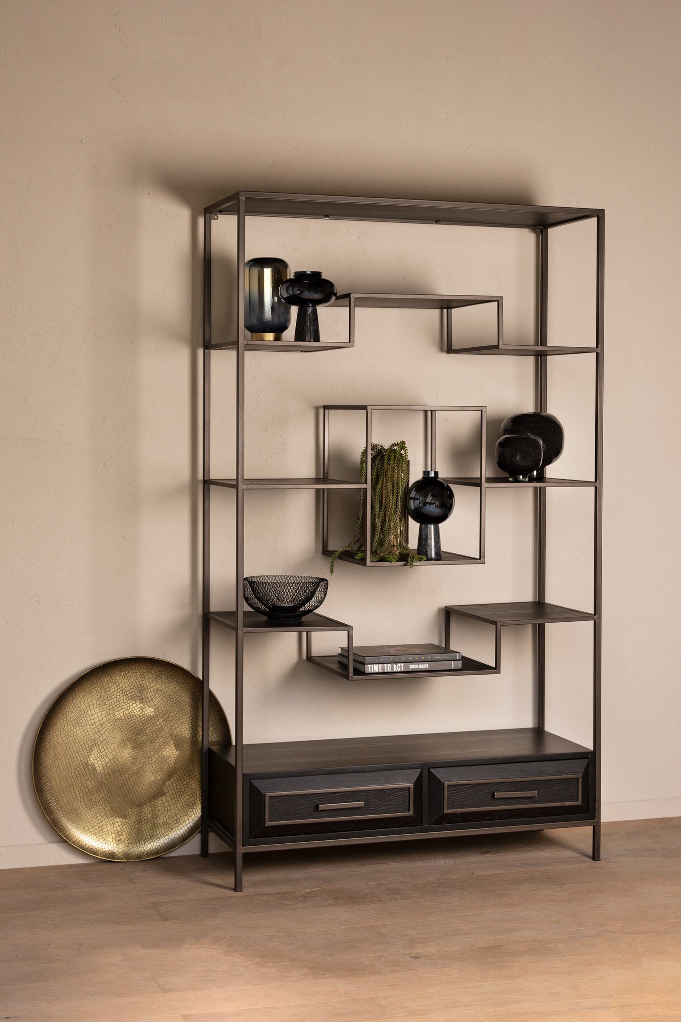 Lixly Black wood iron frame open cabinet - Photo 5
