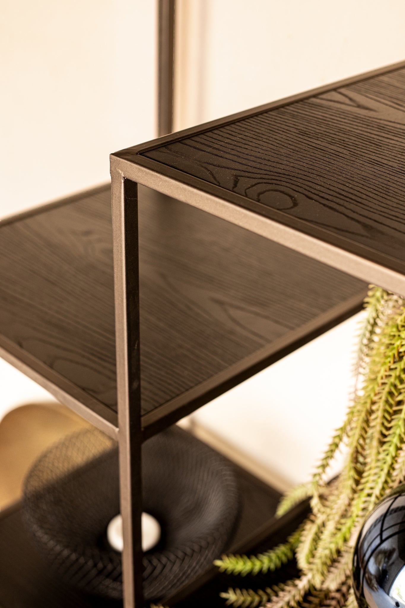 Lixly Black wood iron frame open cabinet - Photo 4