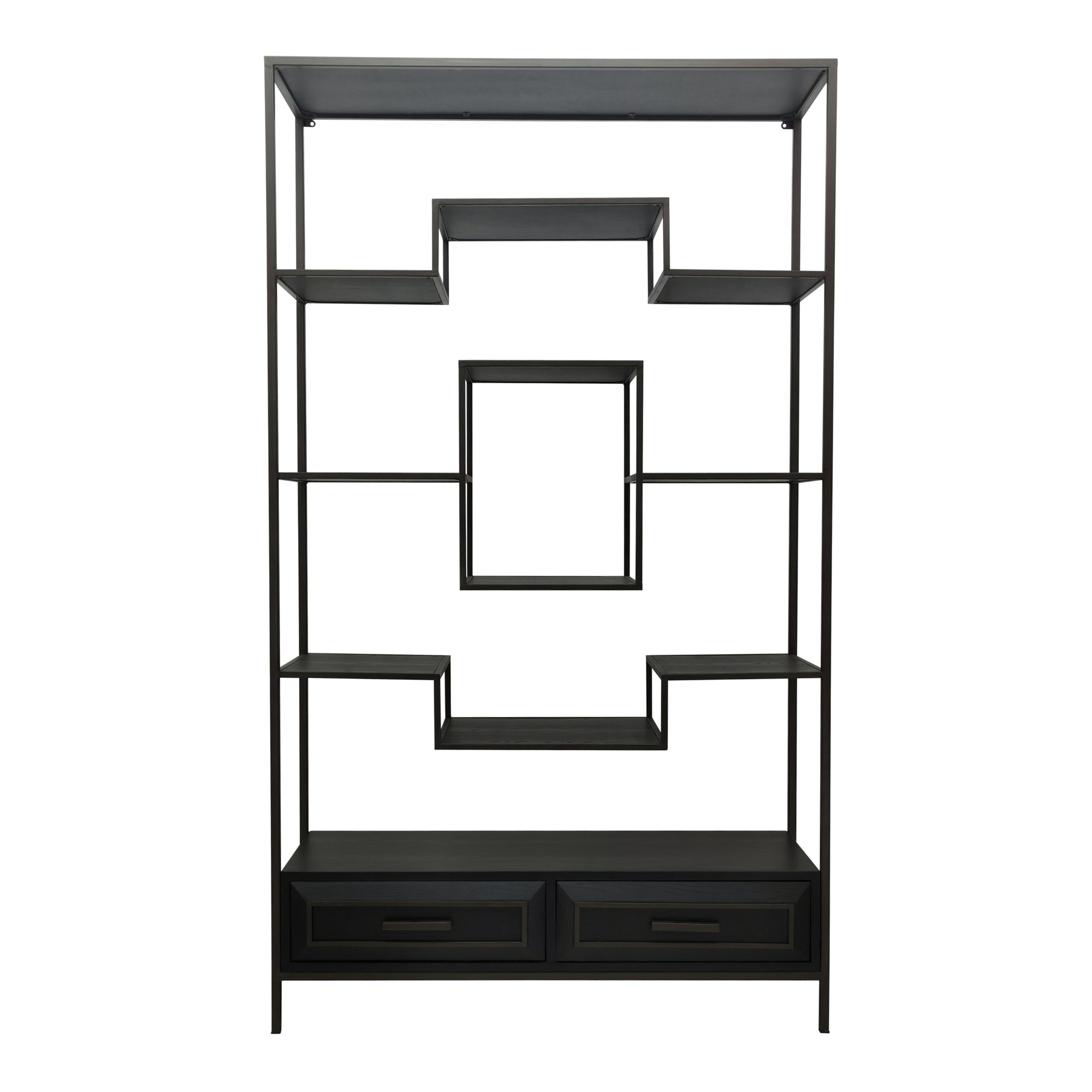 Lixly Black wood iron frame open cabinet - Photo 8