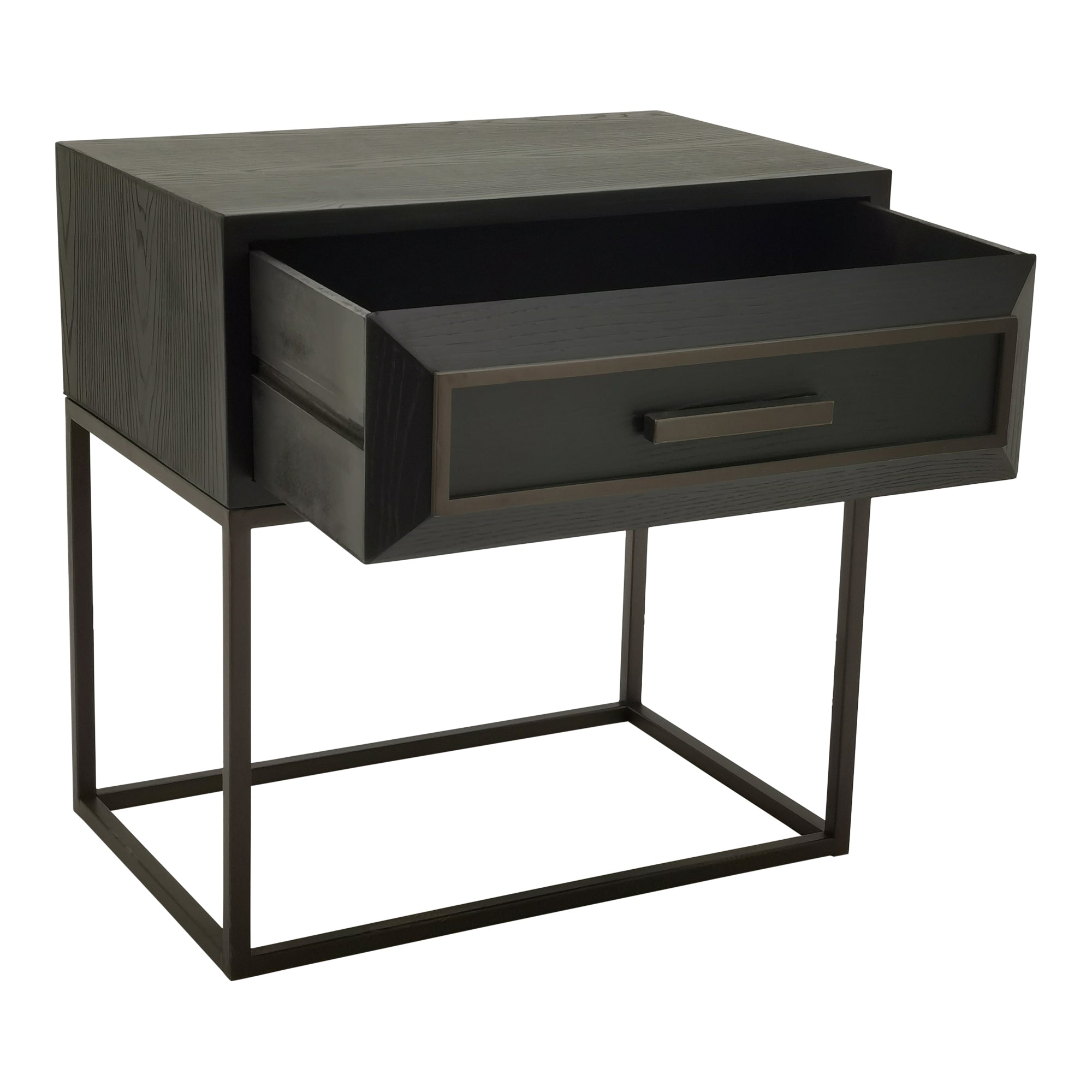 Lixly Black wood iron frame bedside cabinet - Photo 2