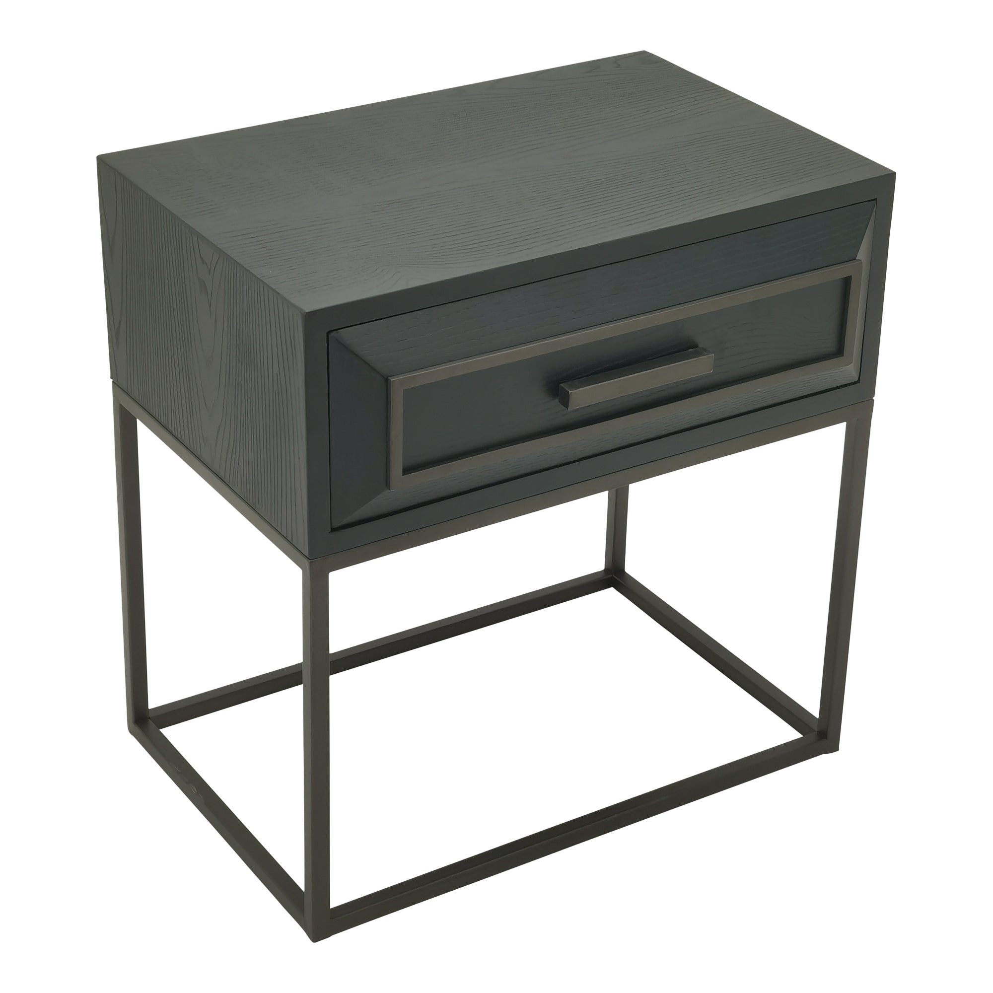 Lixly Black wood iron frame bedside cabinet - Photo 12