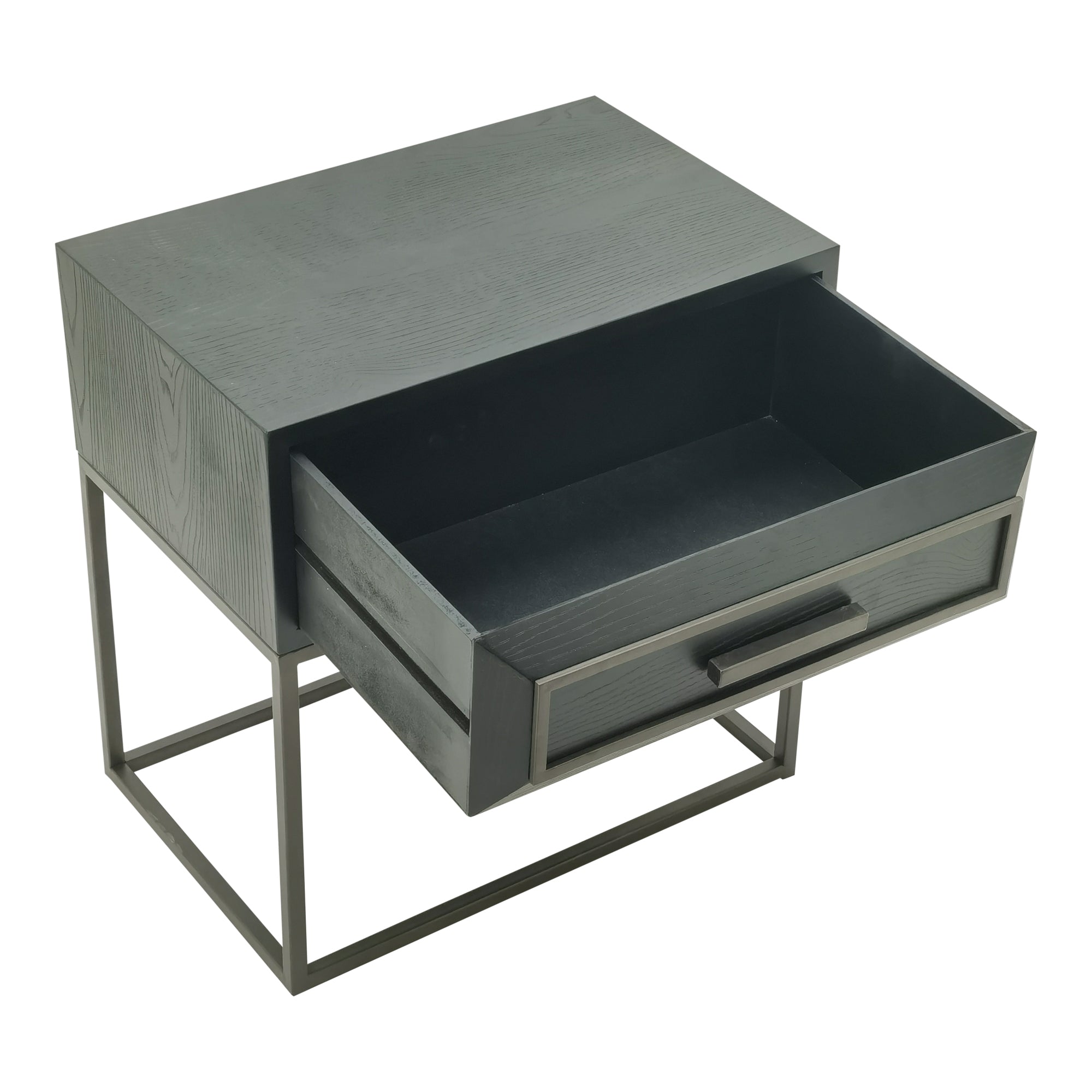 Lixly Black wood iron frame bedside cabinet - Photo 11