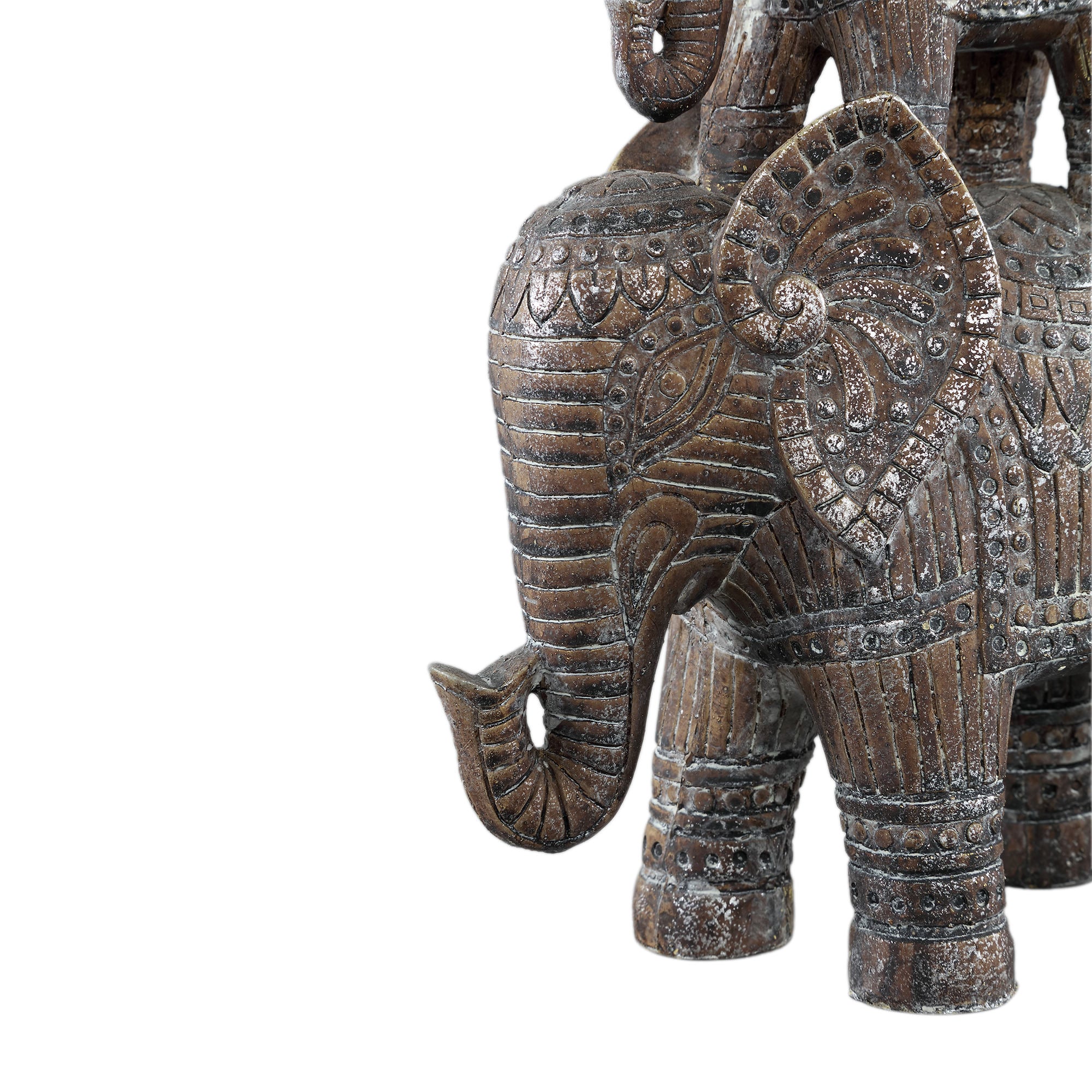 Dumba Brown poly double elephant statue