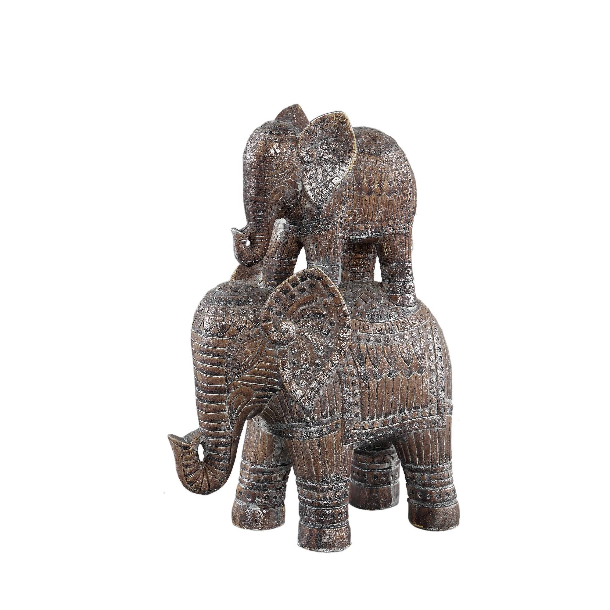Dumba Brown poly double elephant statue