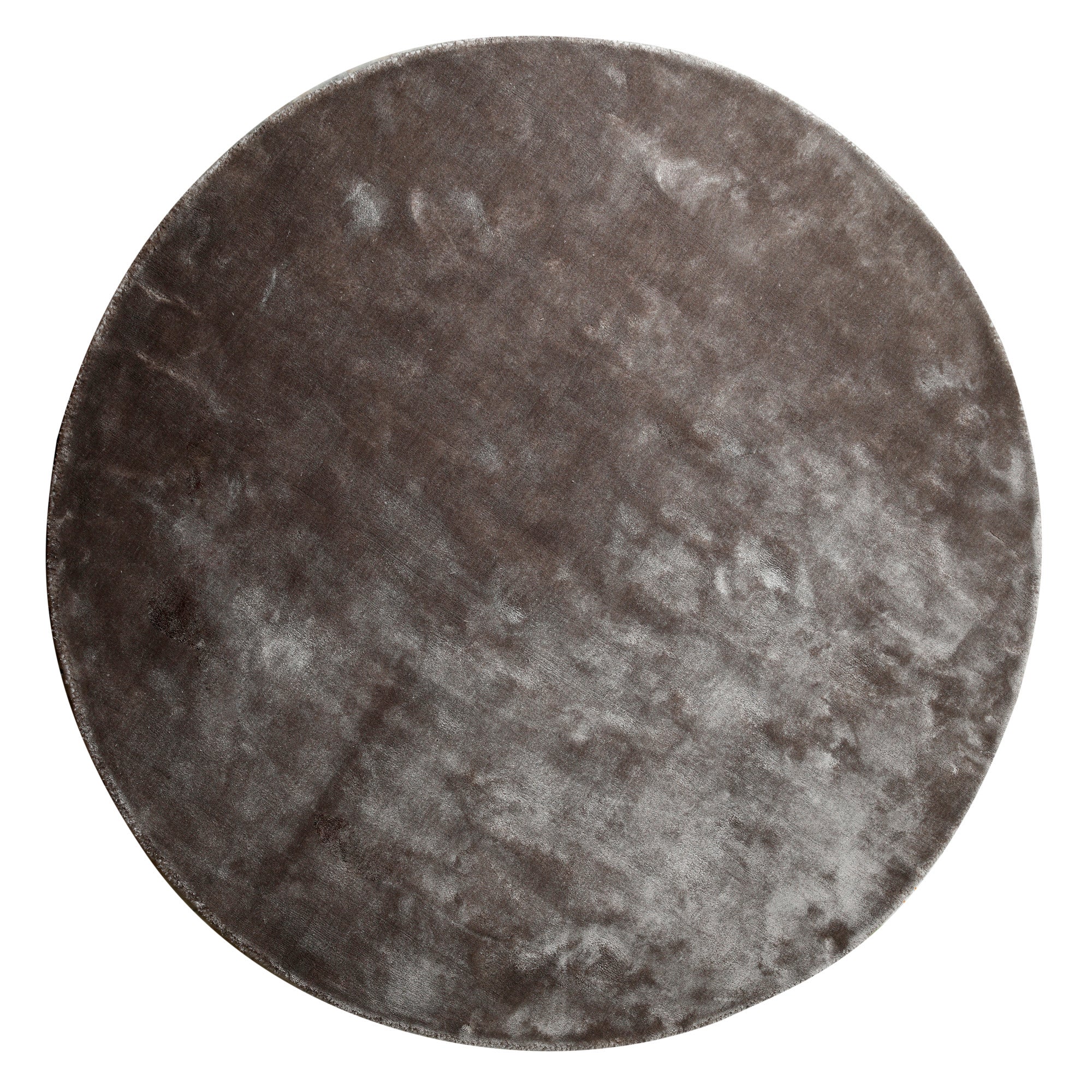 Flavia Grey viscose handwoven carpet round L — vue 2 | Häus