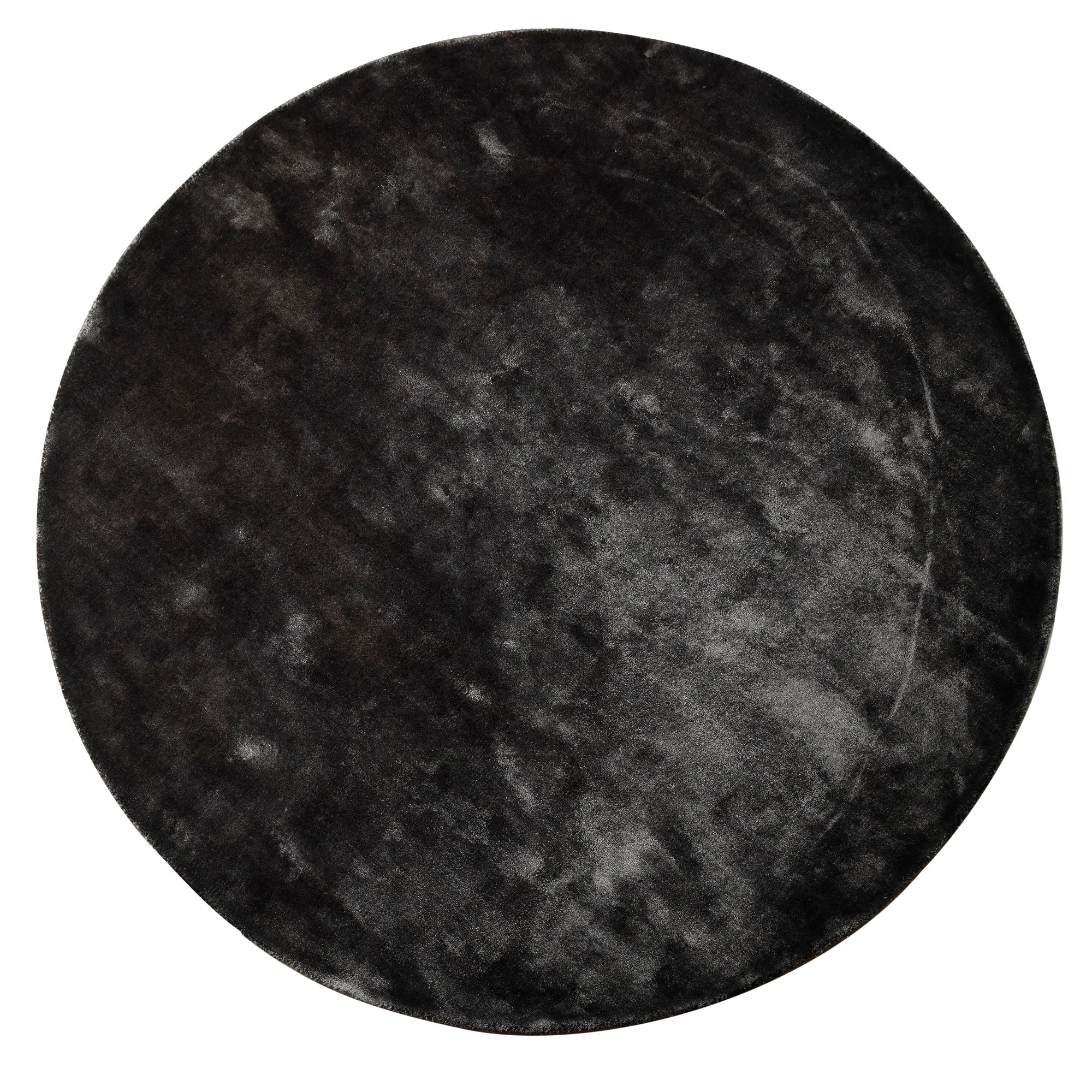 Flavia Black viscose handwoven carpet round S — vue 2 | Häus