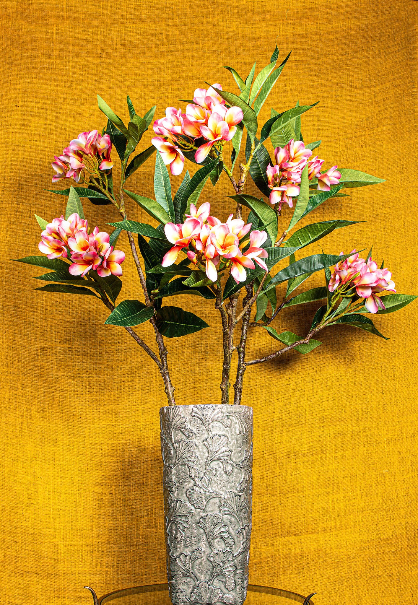 Garden Flower pink plumeria spray w leaves Rose — Fleur artificielle — vue 2 | Häus
