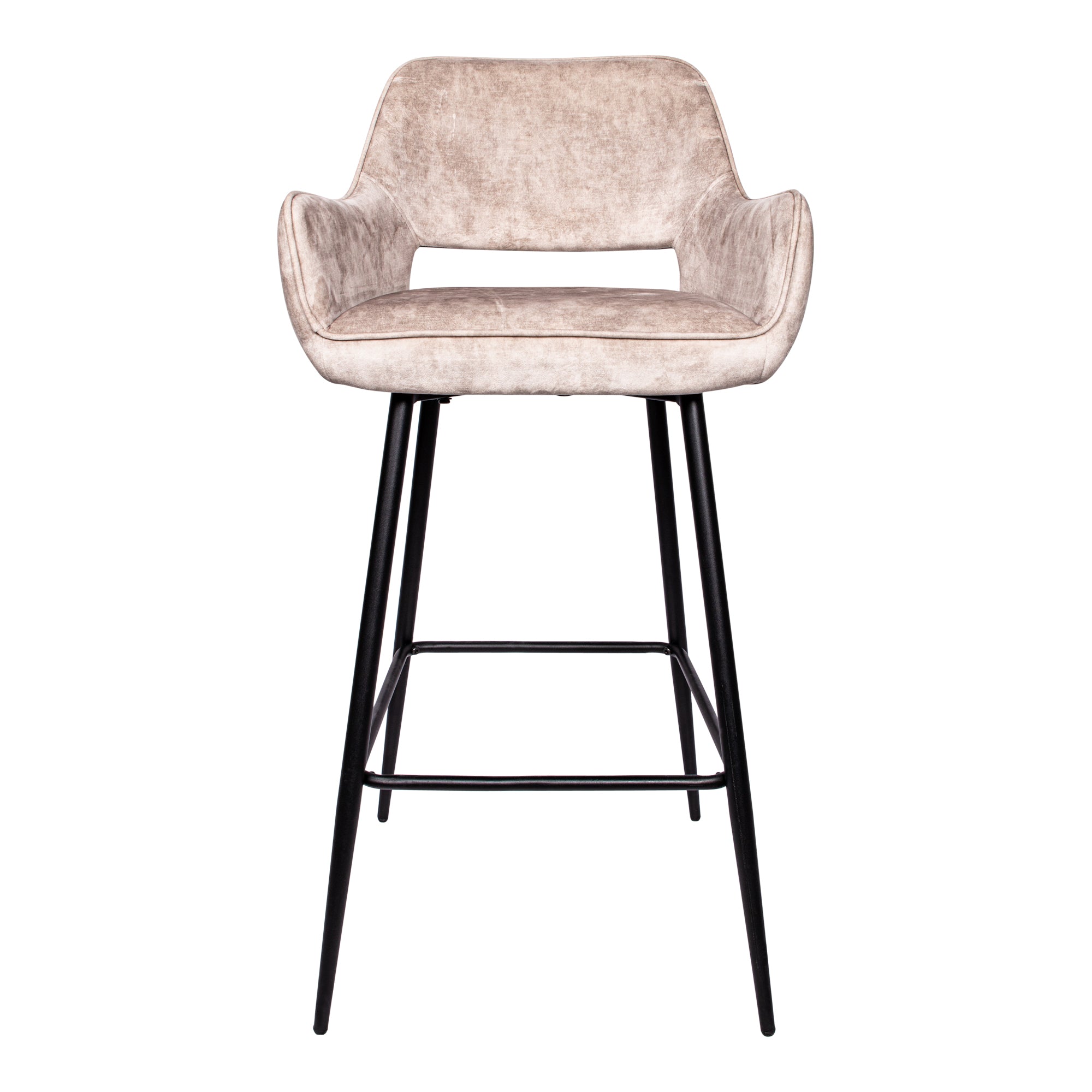 Fallon Velvet Khaki bar stool black metal leg KD - Photo 2