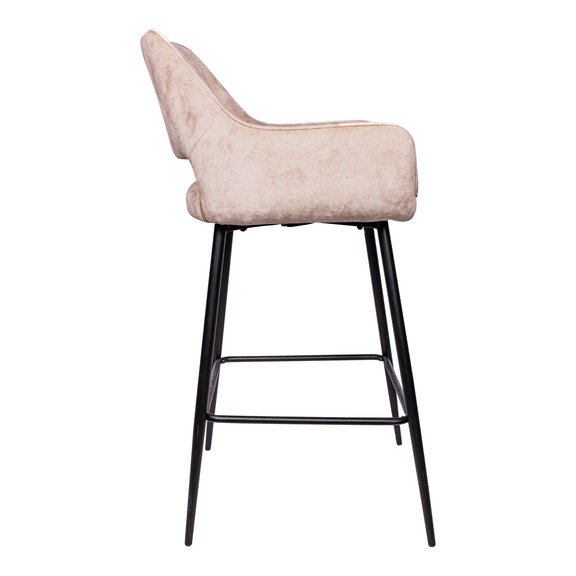 Fallon Velvet Khaki bar stool black metal leg KD - Photo 4