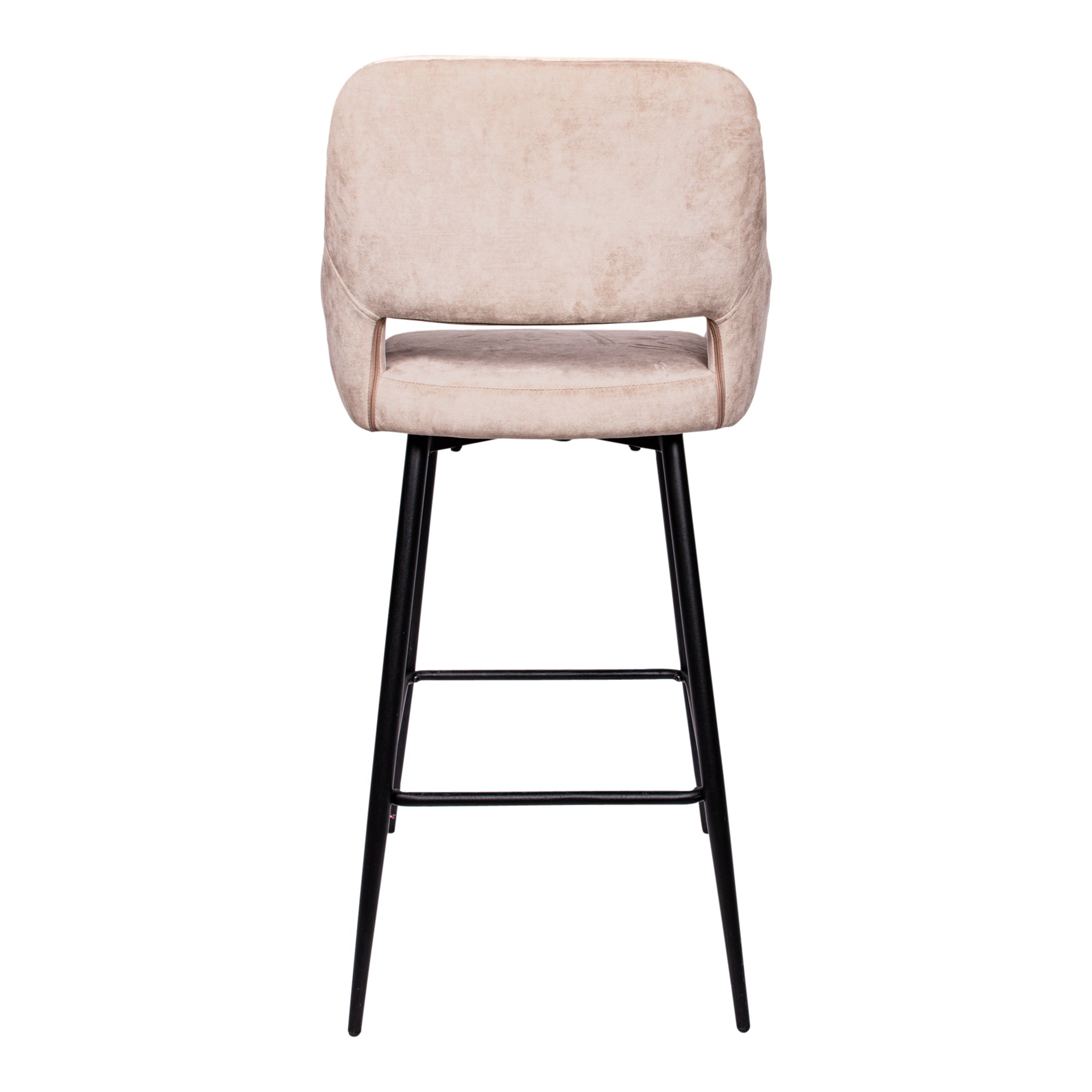 Fallon Velvet Khaki bar stool black metal leg KD - Photo 3