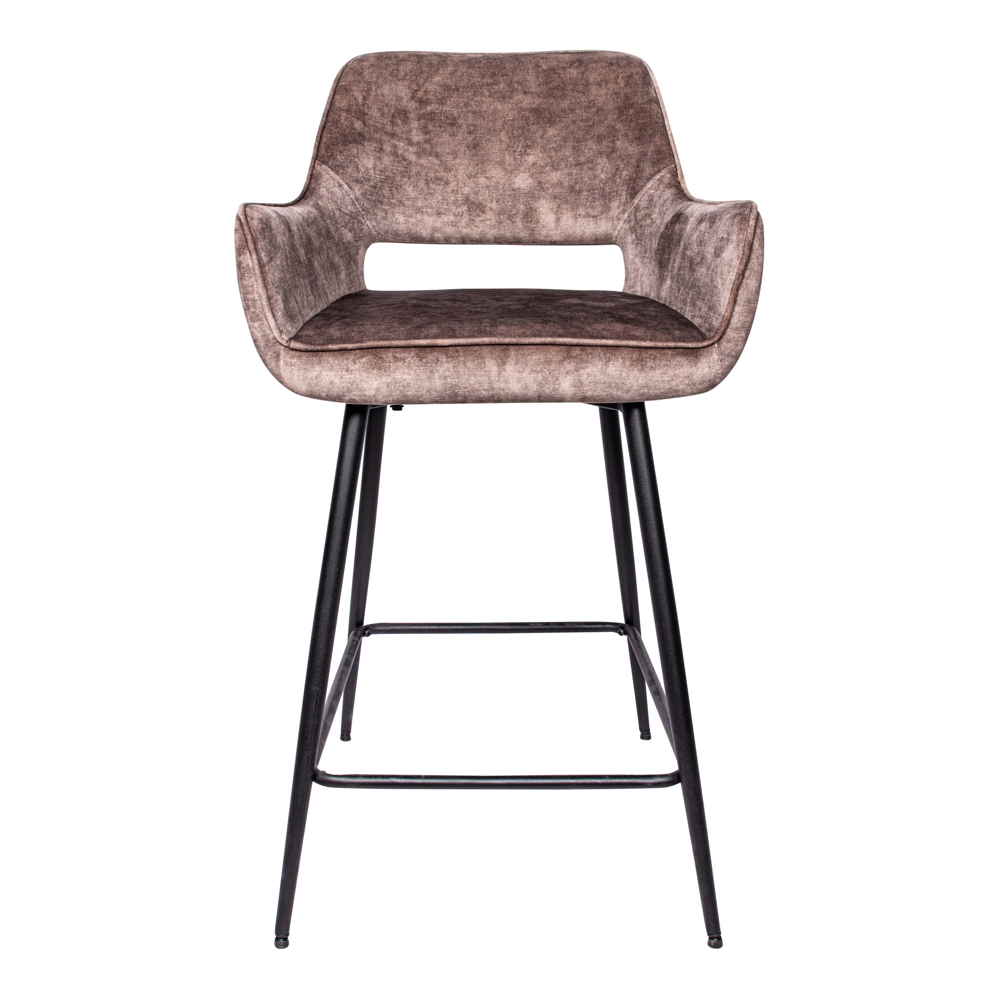 Fal LOW Velvet Brown bar stool black metal leg - Photo 4