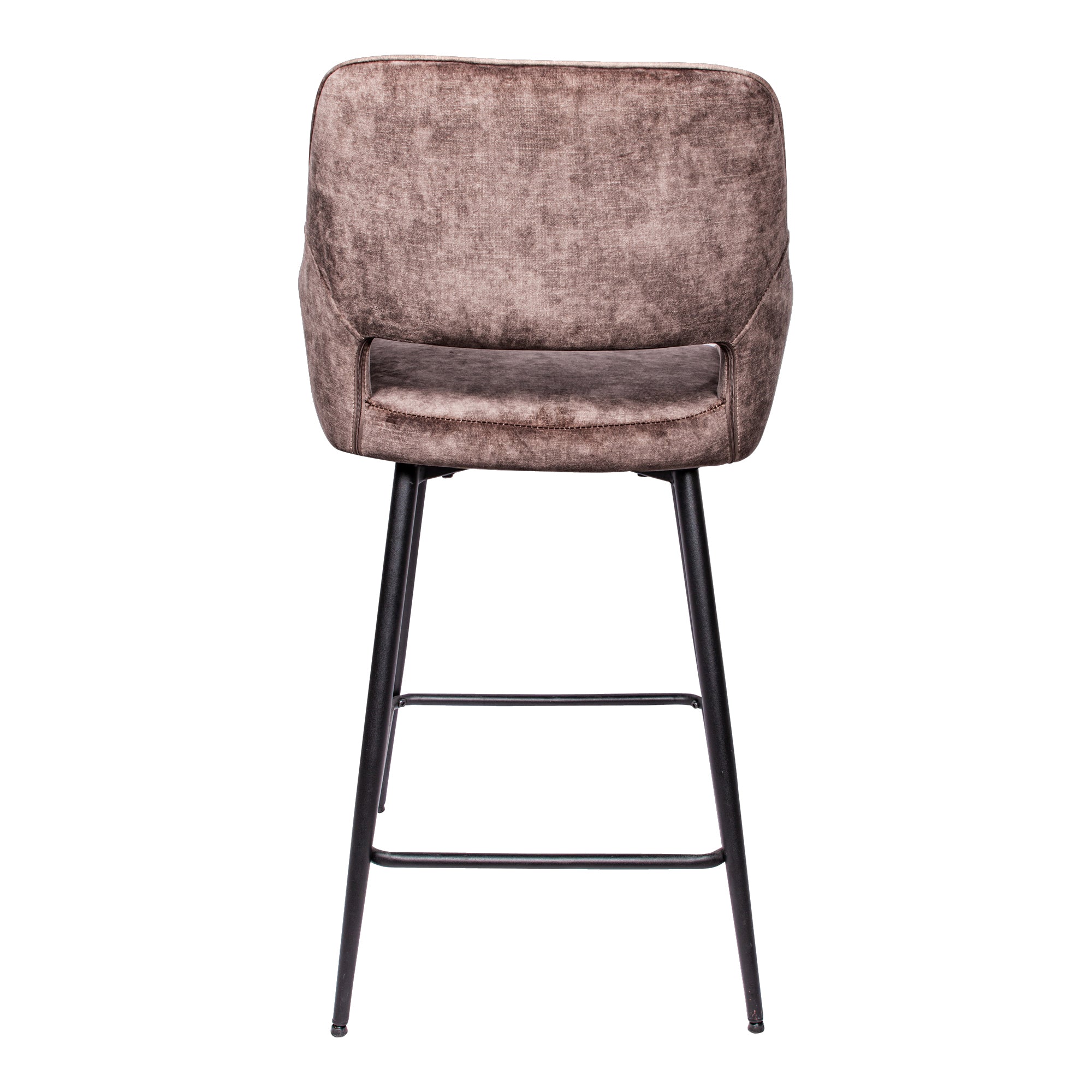 Fal LOW Velvet Brown bar stool black metal leg - Photo 2