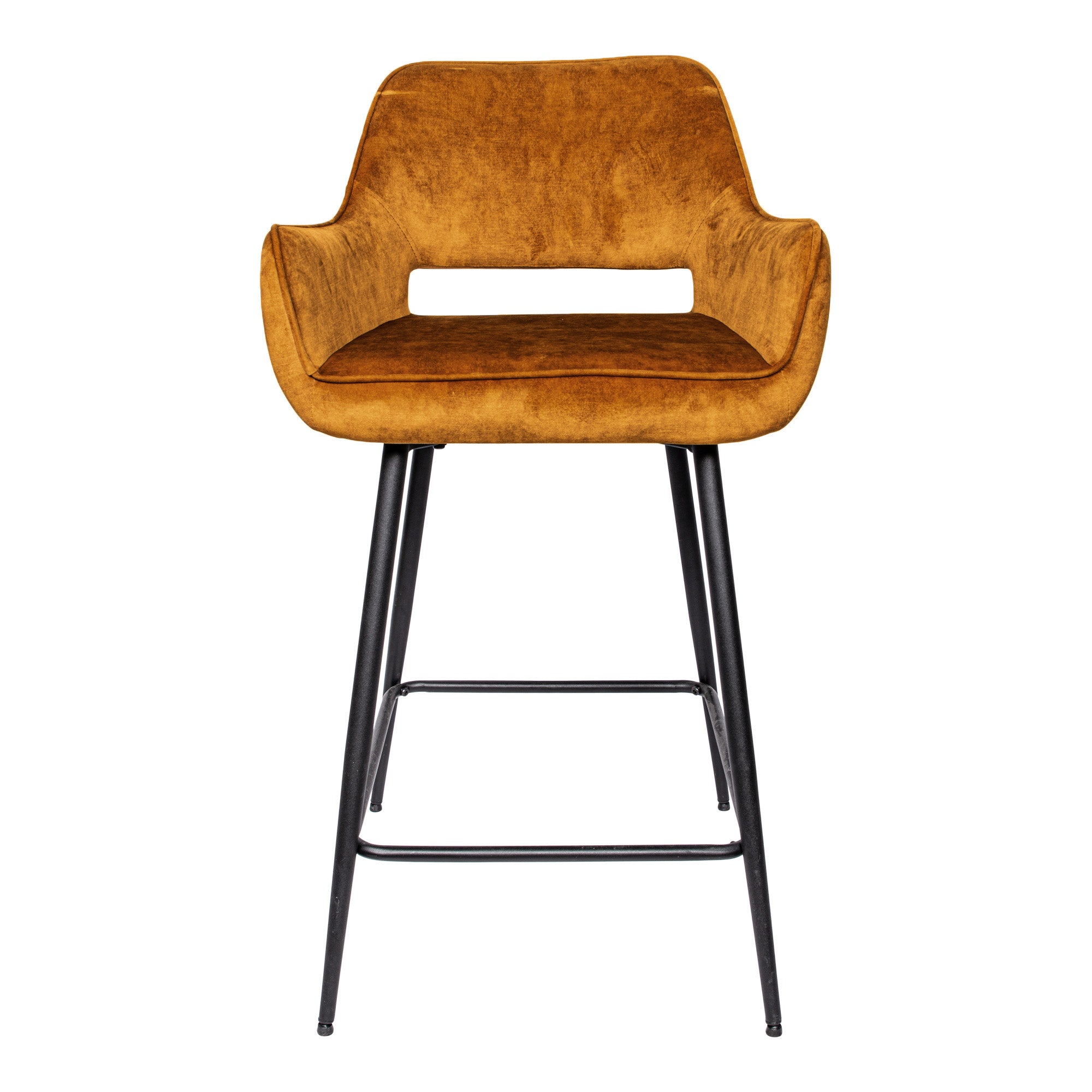 Fal LOW Velvet Rust bar stool black metal leg - Photo 4