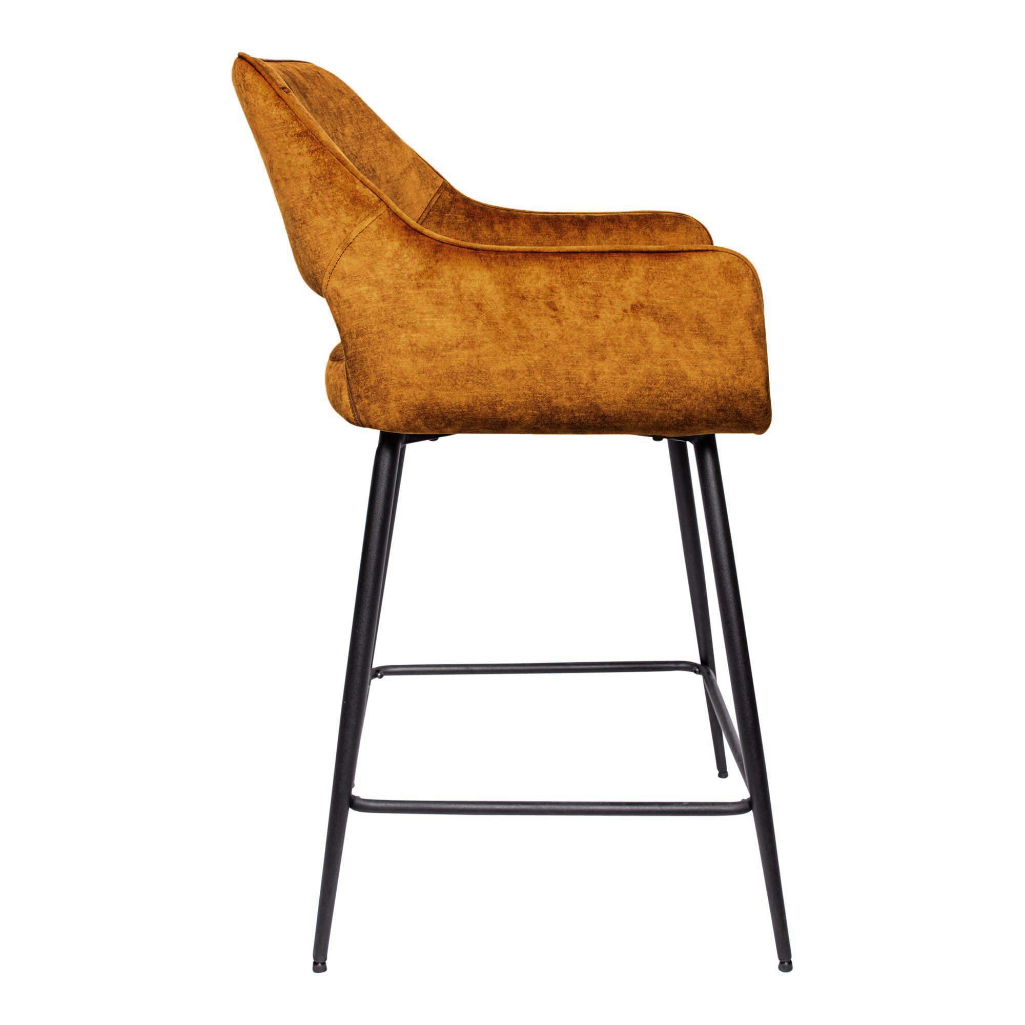 Fal LOW Velvet Rust bar stool black metal leg - Photo 3