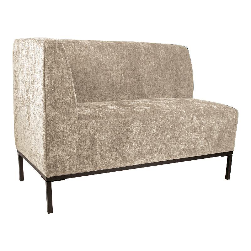 Xania Cream dining bench arm left black metal legs