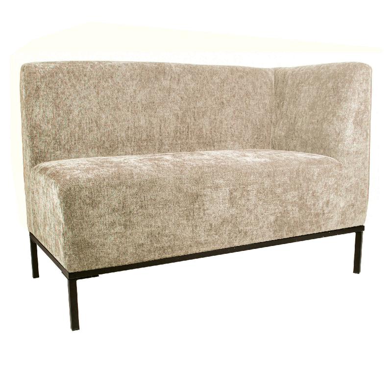 Xania Cream dining bench arm right black metal leg