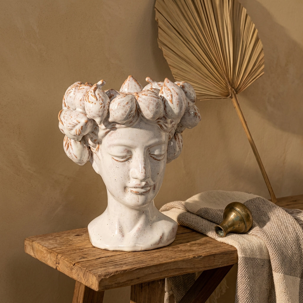 Alani White glazed ceramic statue of women head B