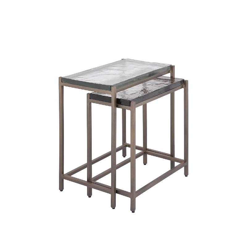 Lucinde Brass iron sidetable thick glass rect SV2