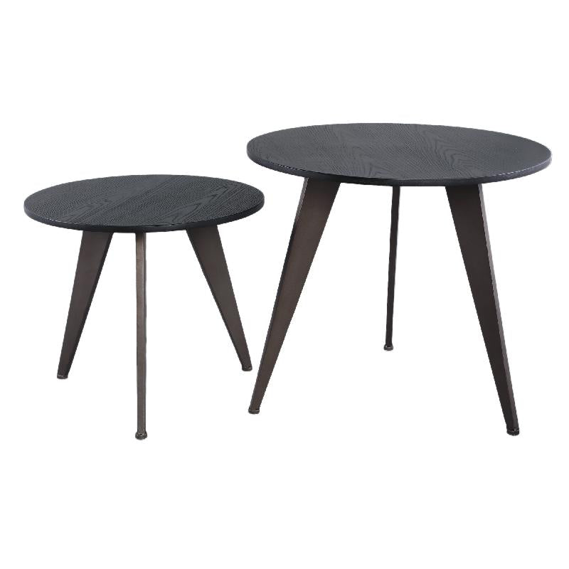 Werdy Black iron coffeetable veneer top round SV2