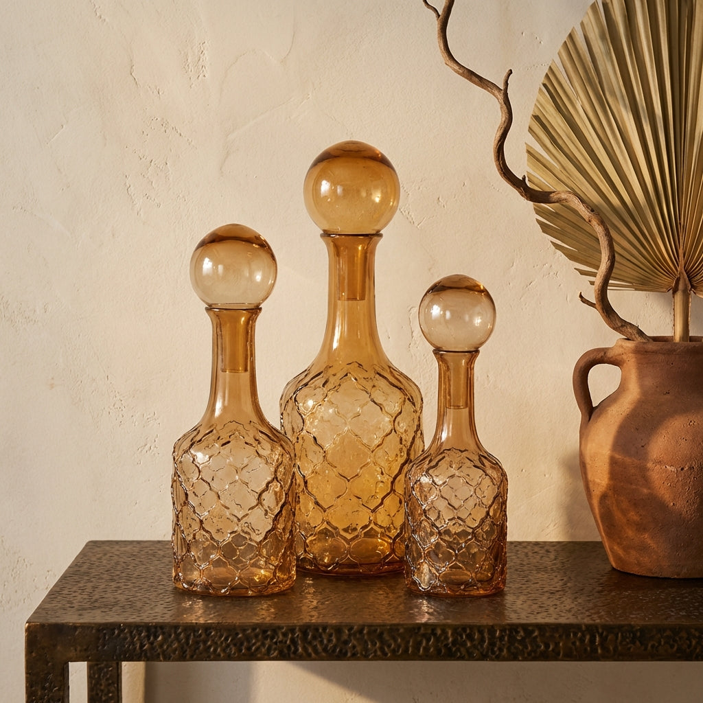 Cianna Brown glass bottle round with bal S