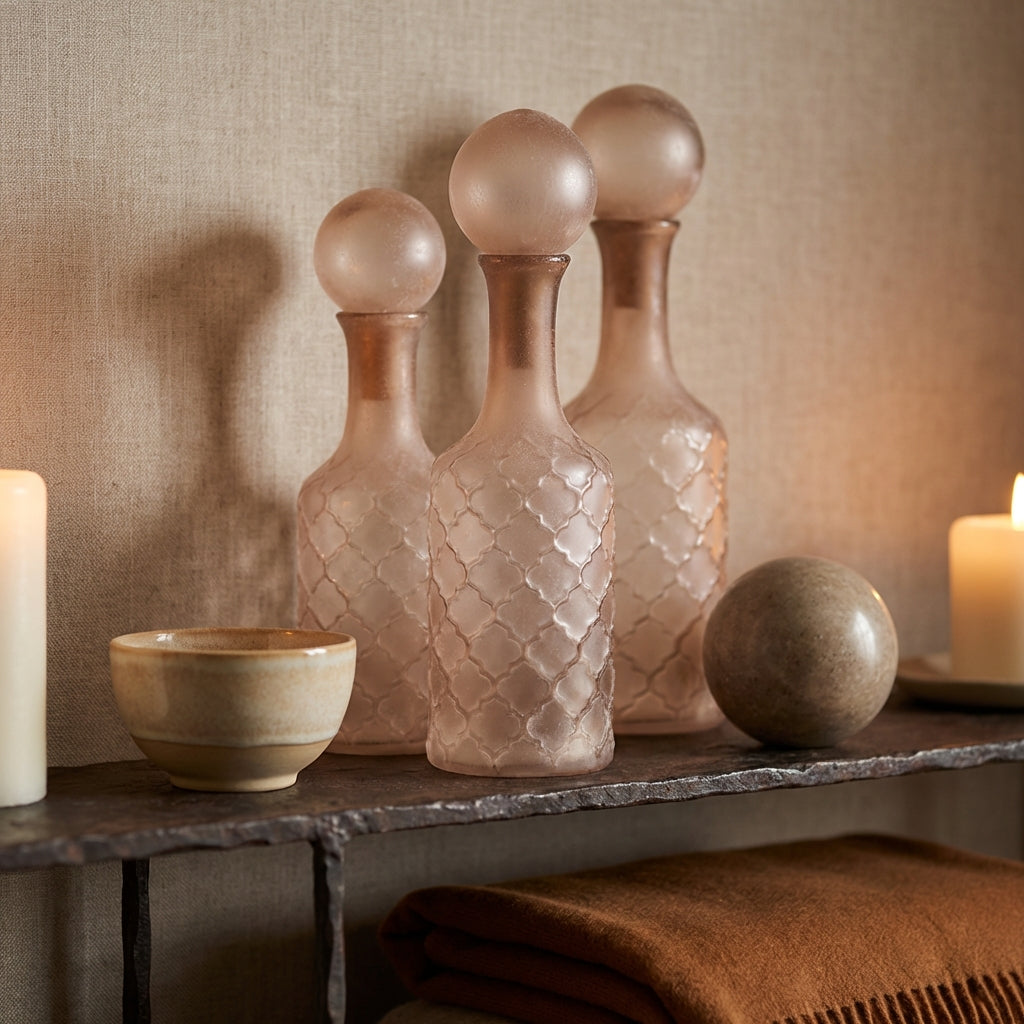 Cianna Brown frosted glass bottle round with bal M
