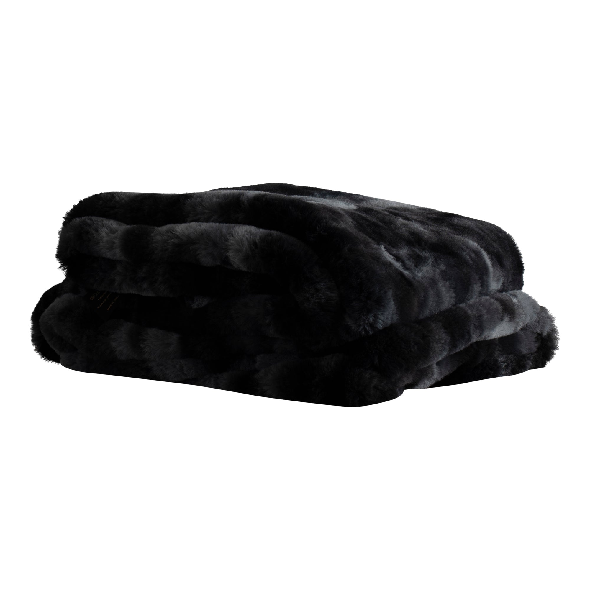 Linde Black faux fur plaid in giftbox 150 x 200 Noir — Plaid — vue 2 | Häus