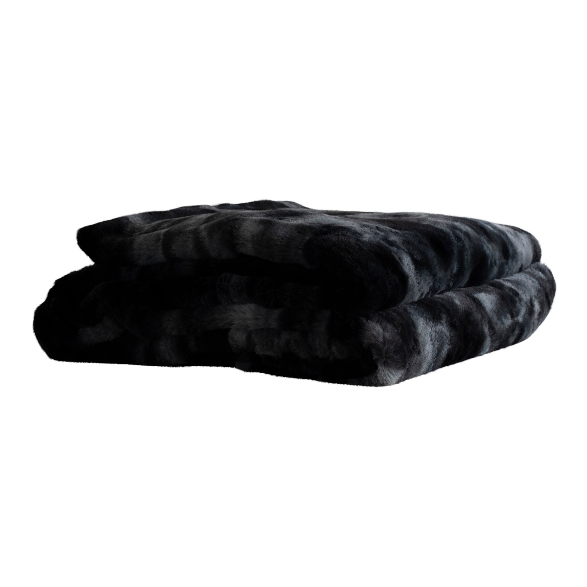 Linde Black faux fur bedspread in giftbox 220x240 Noir — Plaid — vue 2 | Häus