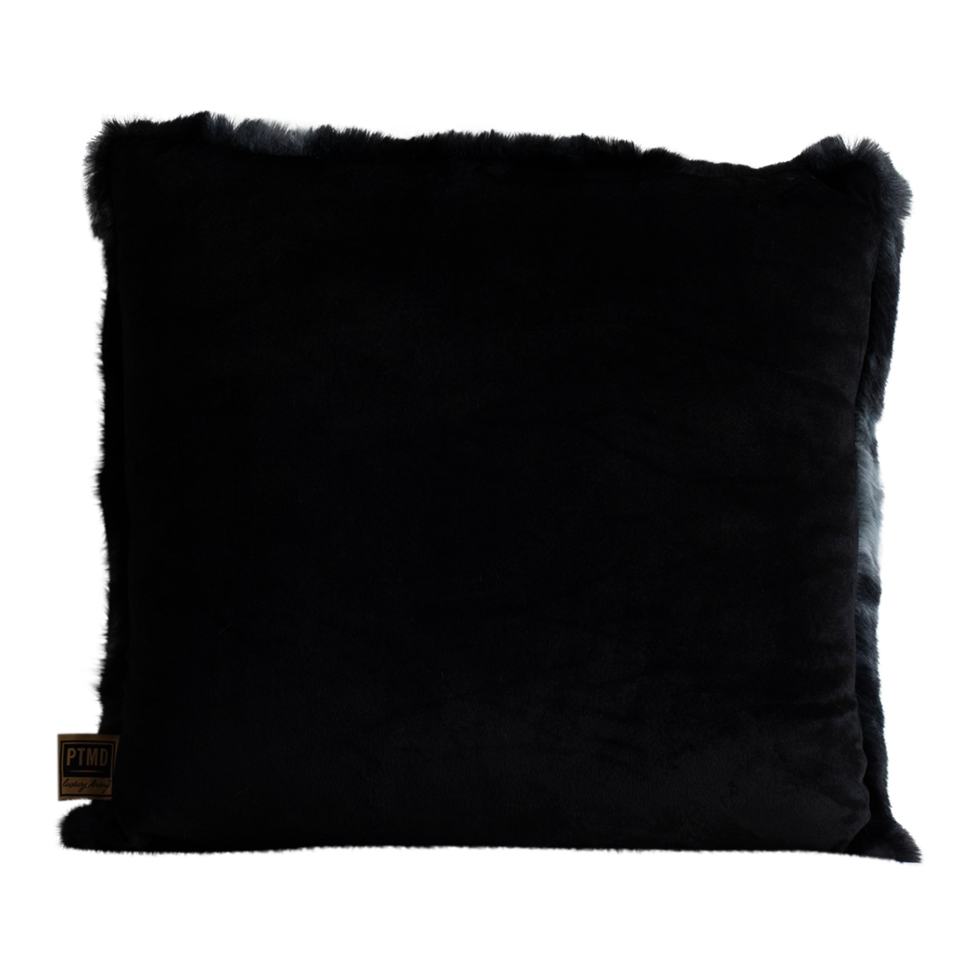 Linde Black faux fur cushion square S Noir — Housse de coussin — vue 4 | Häus