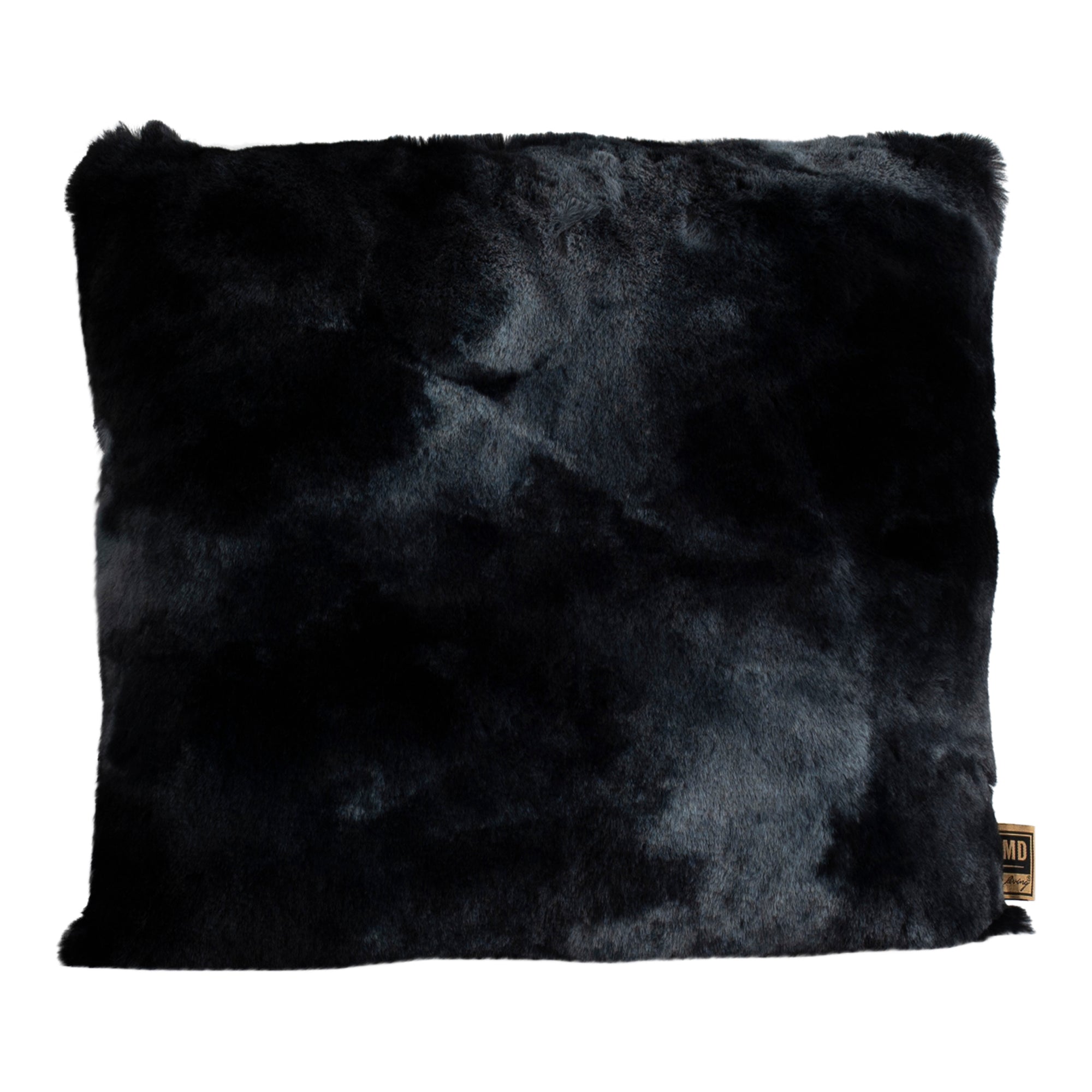Linde Black faux fur cushion square S Noir — Housse de coussin — vue 2 | Häus