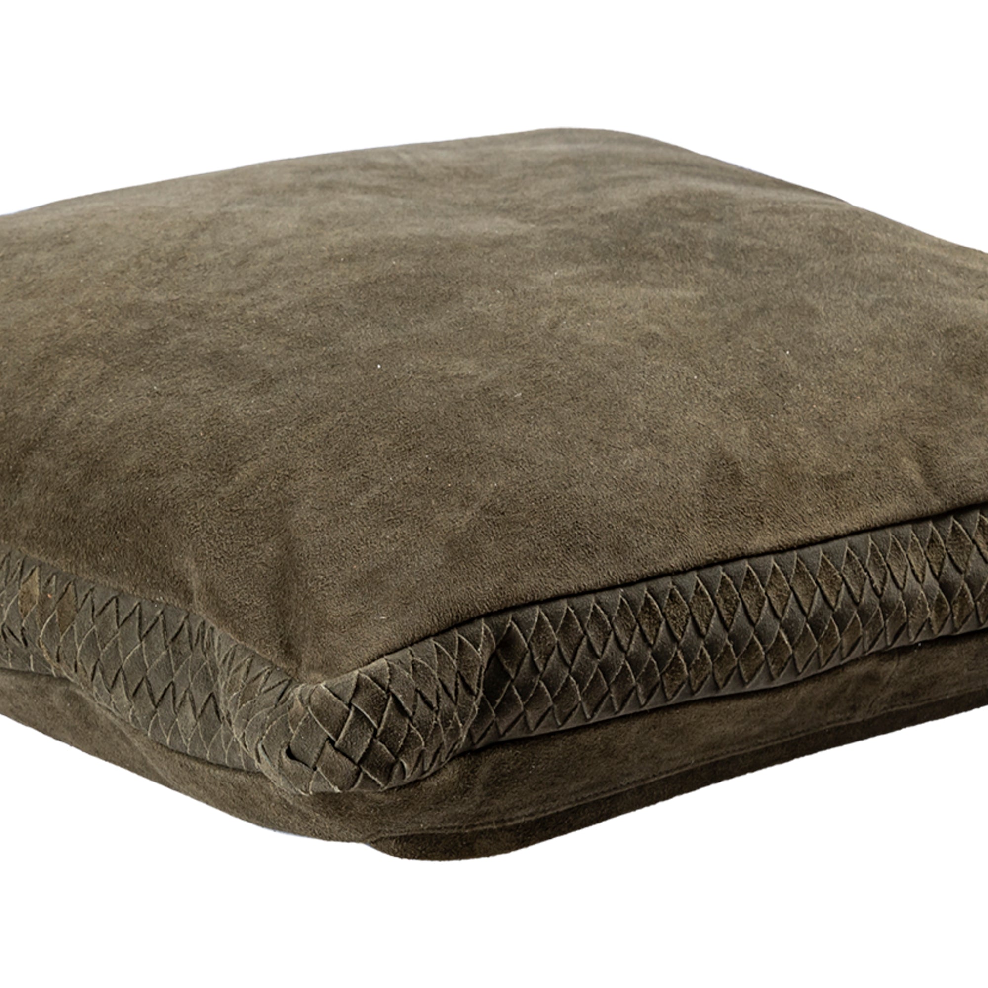 Suky Green suede leather cushion square L Vert — Housse de coussin — vue 3 | Häus