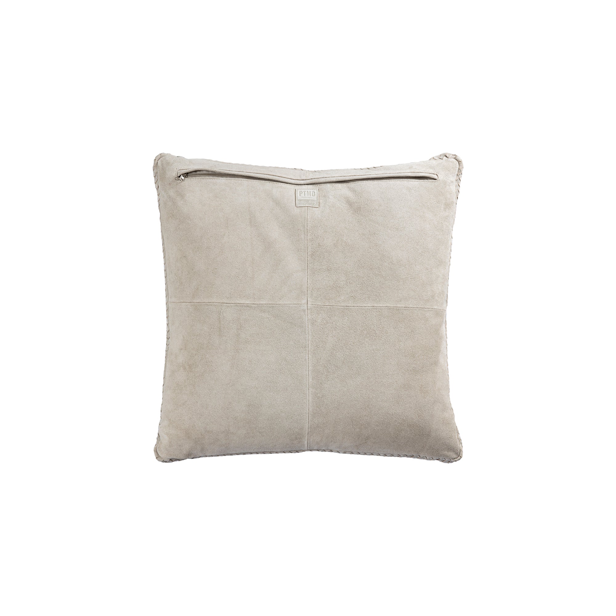 Suky Taupe suede leather cushion square L Taupe — Housse de coussin — vue 4 | Häus