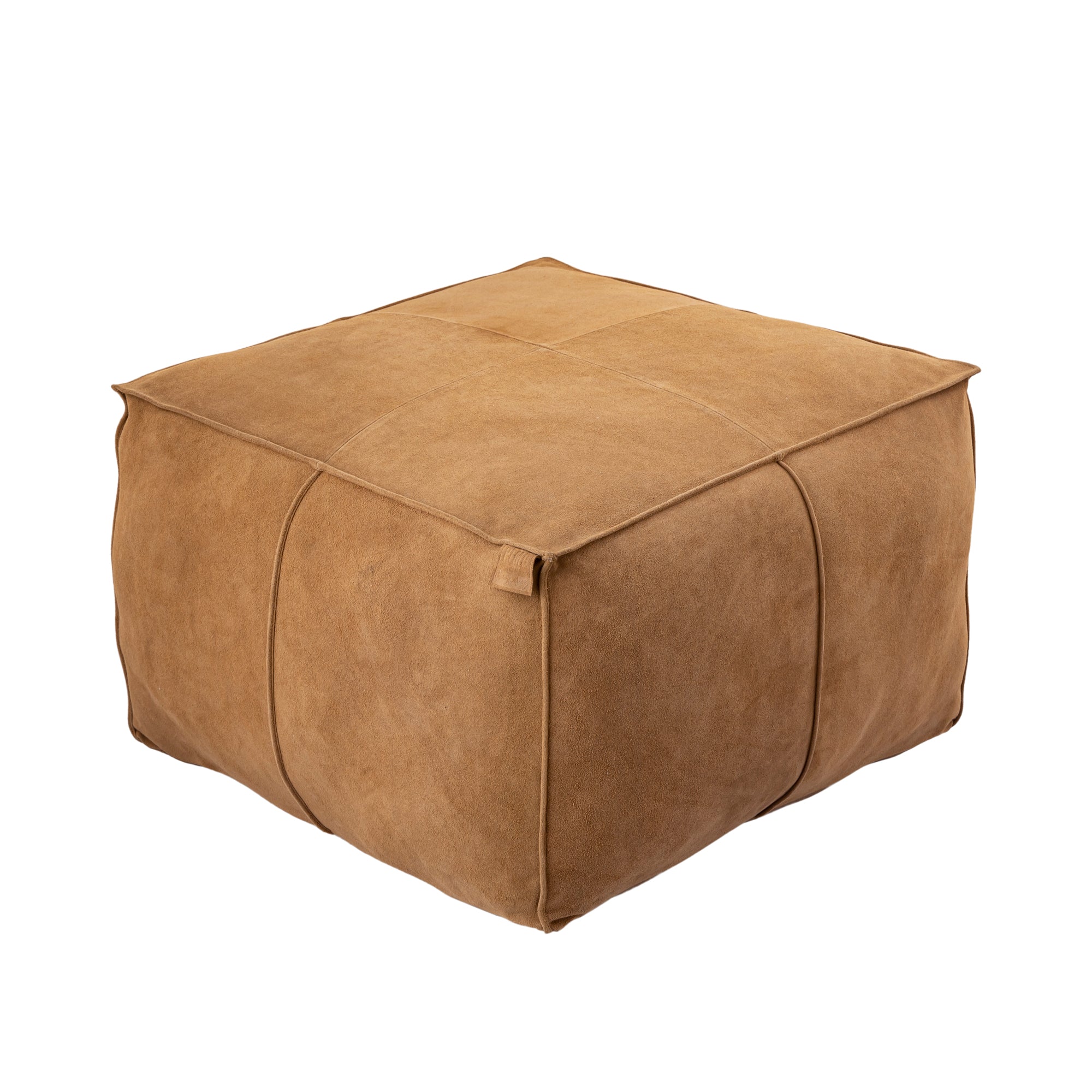 Marieke Camel suede leather pouf square - Photo 2