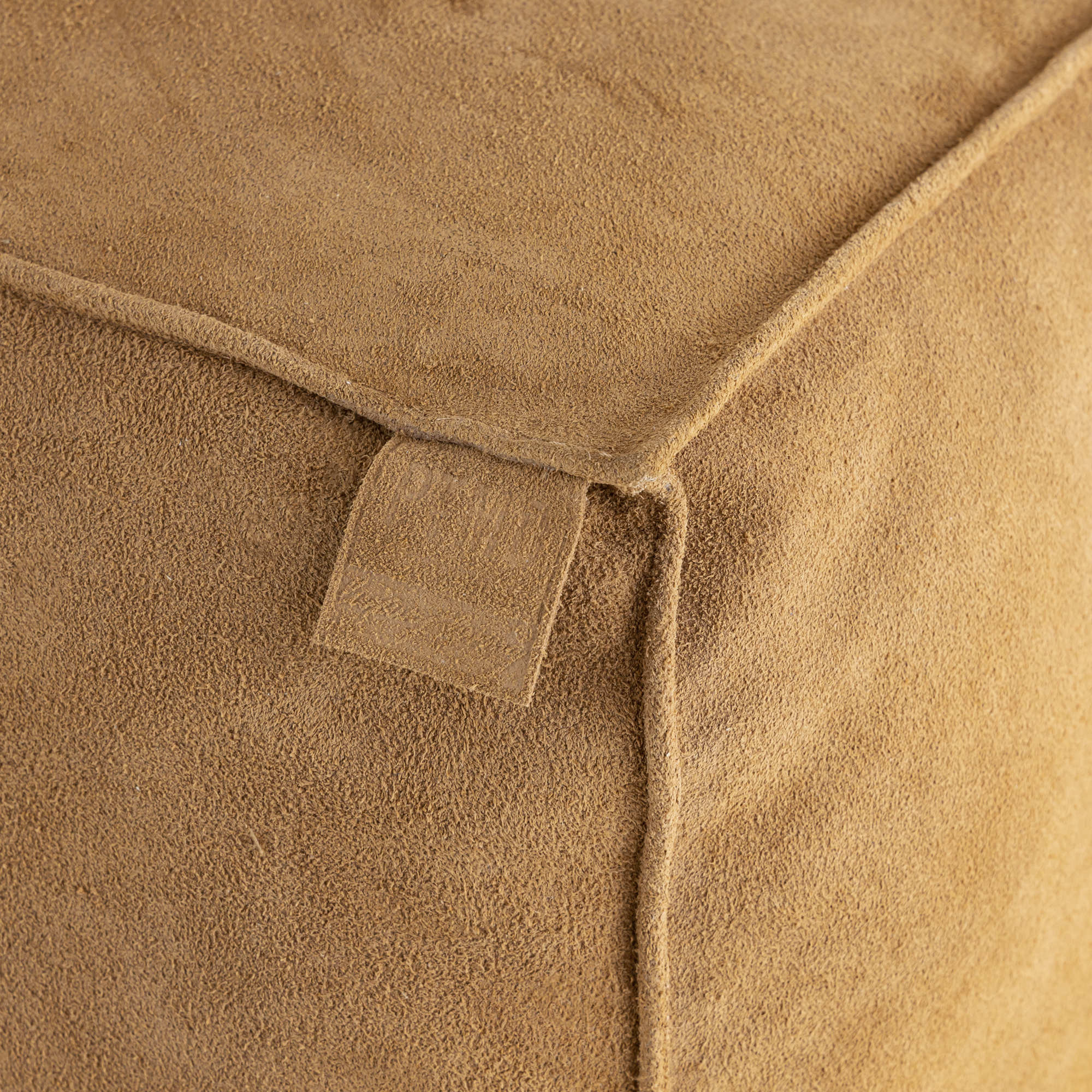 Marieke Camel suede leather pouf rectangle - Photo 3